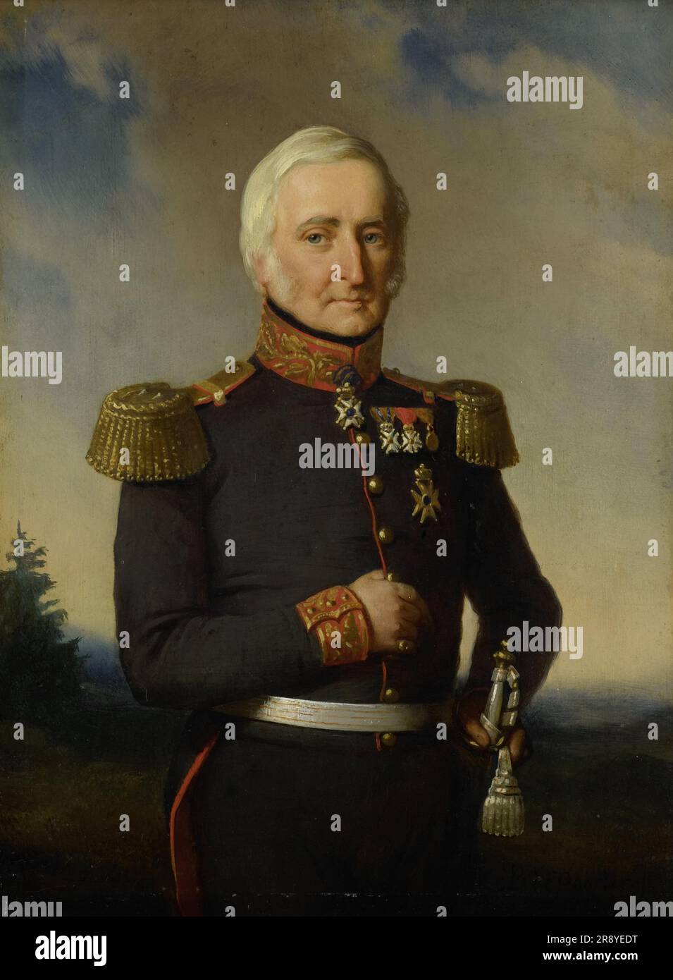 Huibert Gerard Baron Nahuys van Burgst (1782-1858), 1852. Lid van de Raad van Nederlands Oost Indi&#xeb;, en uniforme van generaal-majoor titulair. Banque D'Images
