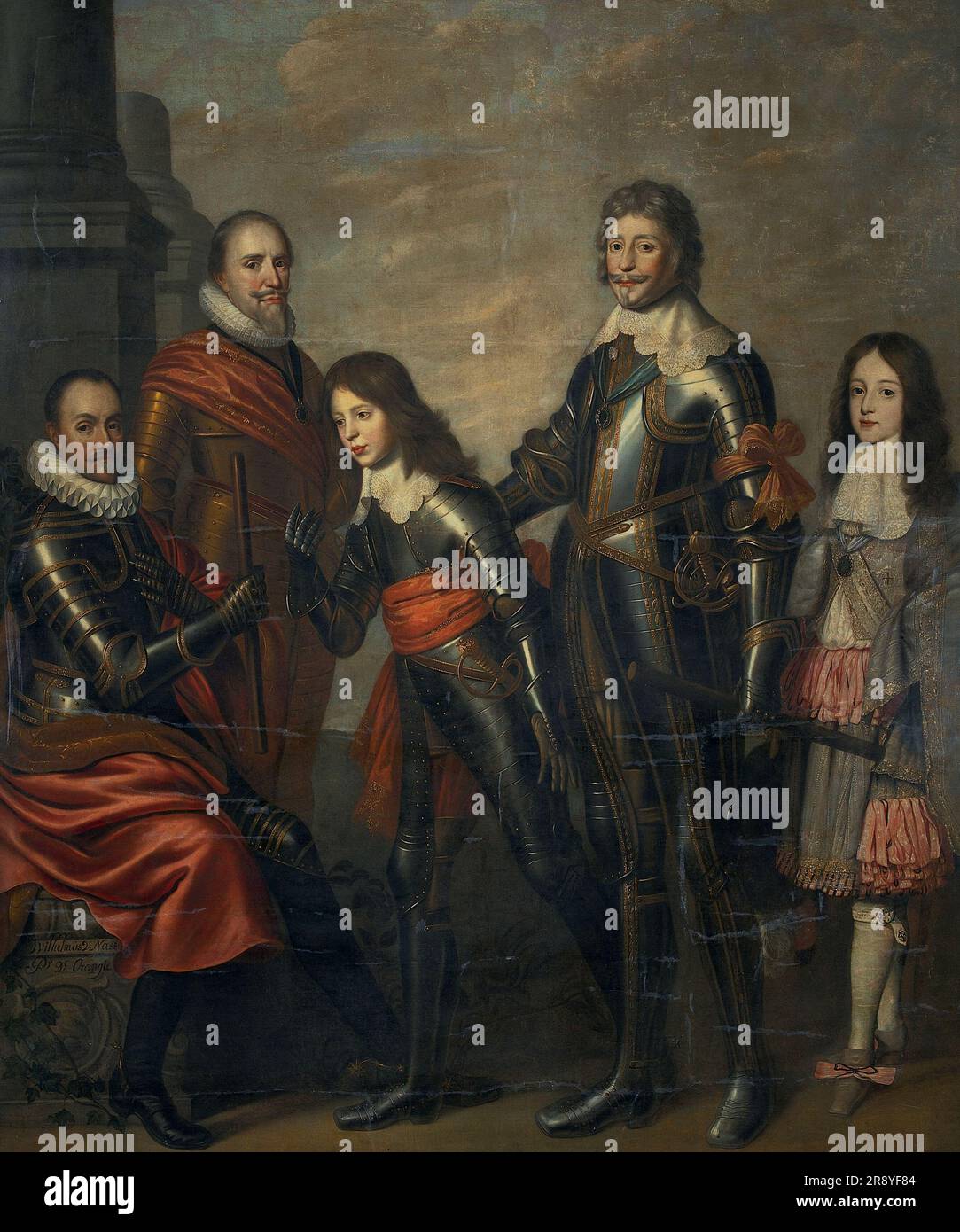 Quatre générations des Princes d'Orange: William I, Maurice et Frederick Henry, William II et William III, c.1660-c.1662. Banque D'Images