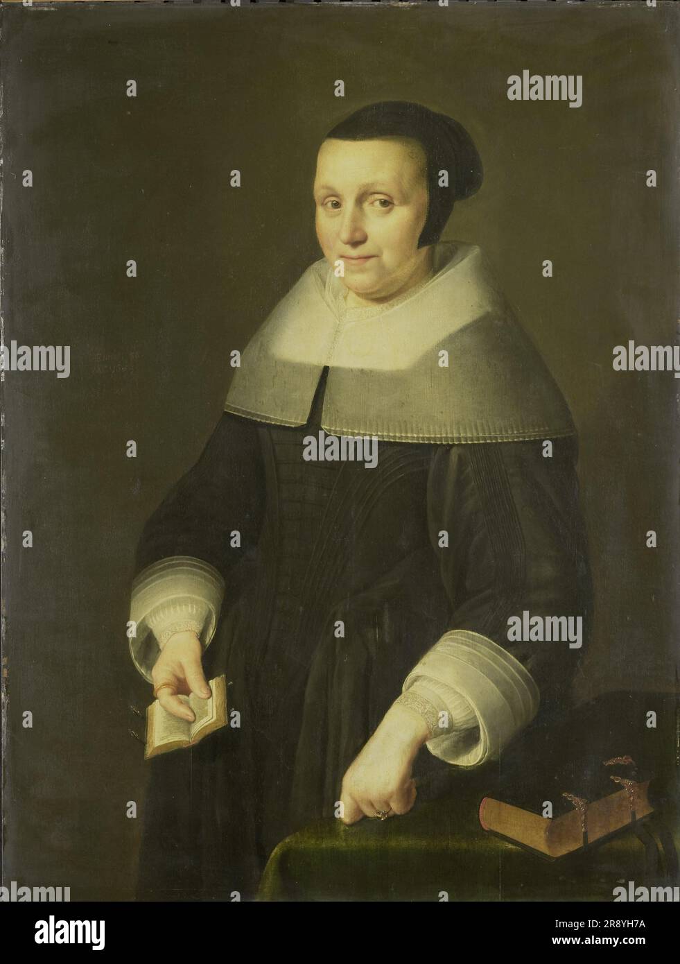 Portrait d'une femme, éventuellement Elsje van Houweningen, épouse de Willem van Velden, 1656. Banque D'Images