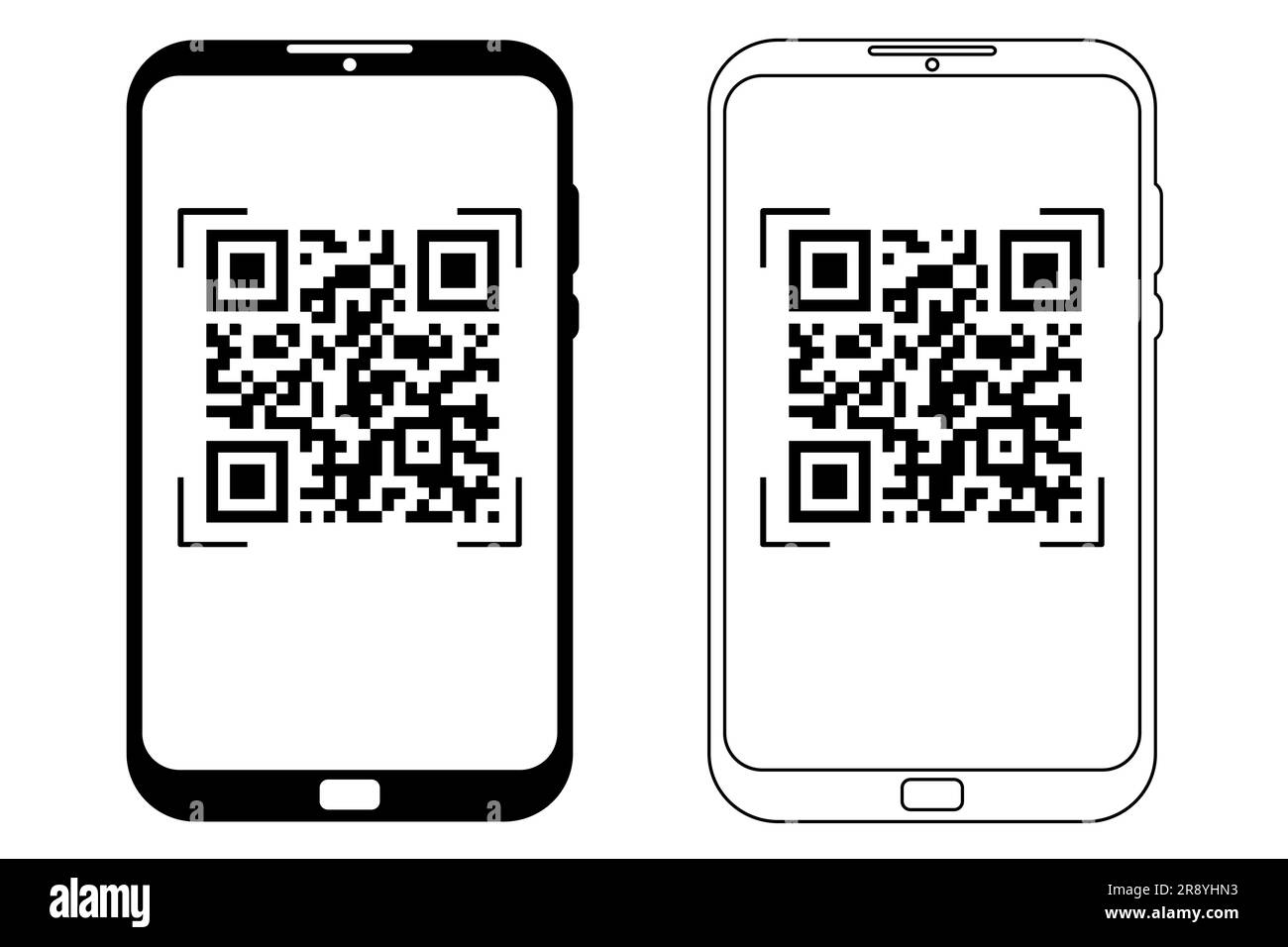 Lecture de code qr de téléphone mobile, application de lecteur, concept de technologie isolé. Lecteur de codes-barres. . Illustration vectorielle Illustration de Vecteur