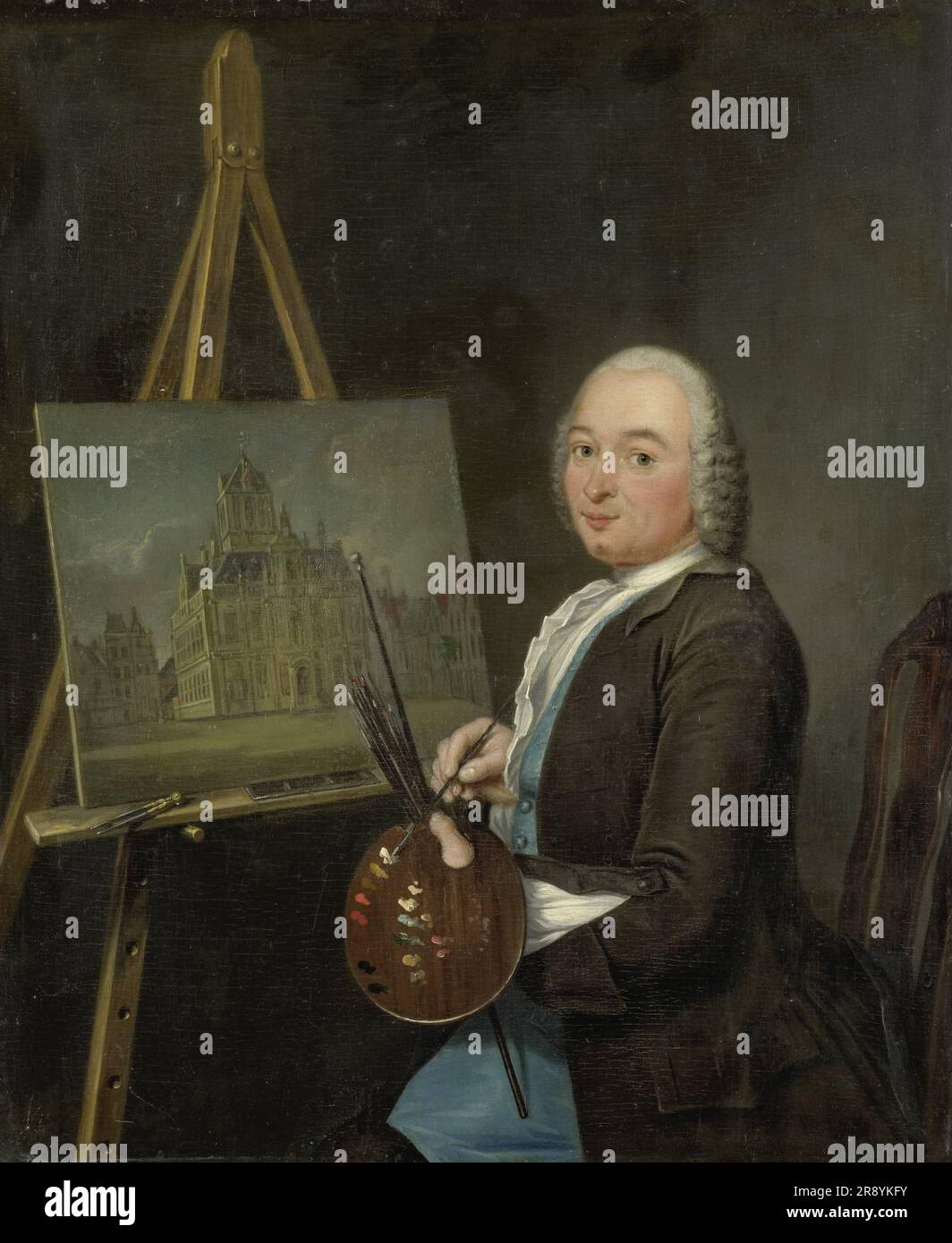 Portrait de Jan Ten Compe, peintre et revendeur d'art à Amsterdam, 1751. Banque D'Images
