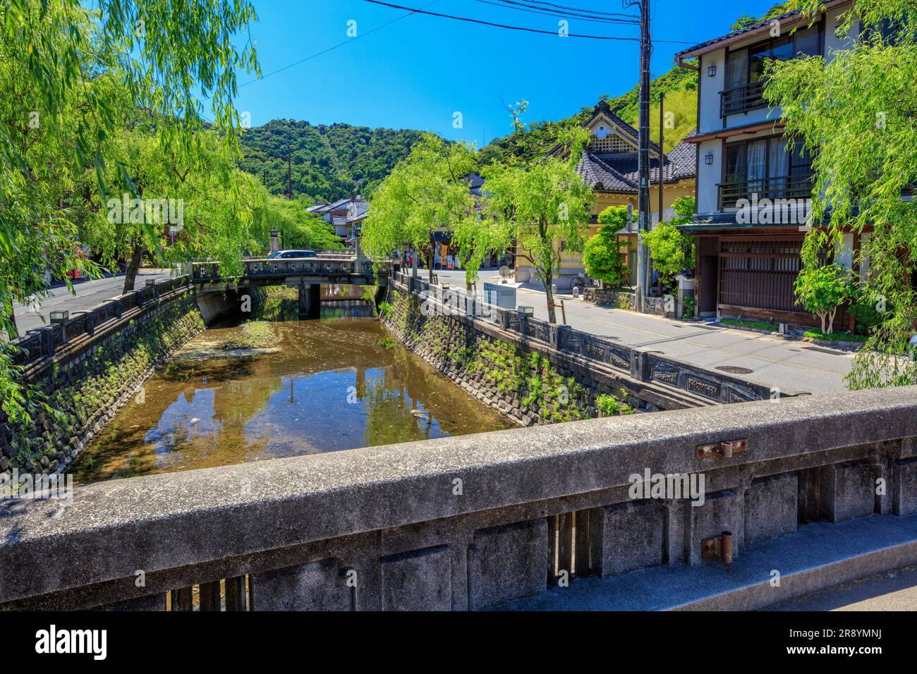 Le vert frais de Kinosaki Onsen Banque D'Images