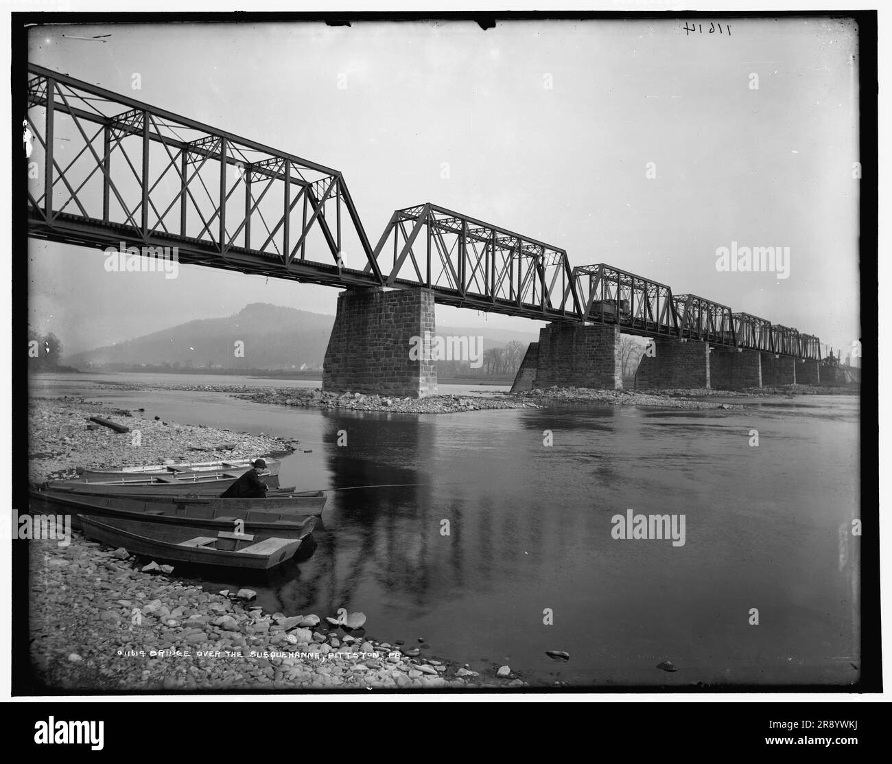 Pont sur la Susquehanna, Pittston, Pennsylvanie, entre 1890 et 1901. Banque D'Images