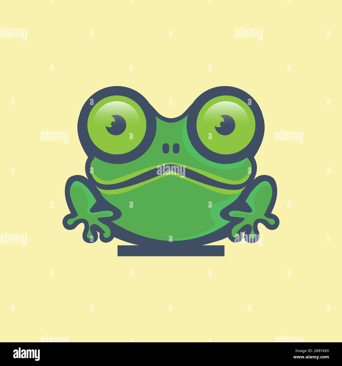 mignon grenouille sourire assis. Dessin animé animal nature concept Illustration isolée. Style plat adapté à la conception d'icône d'autocollant.EPS 10 Illustration de Vecteur