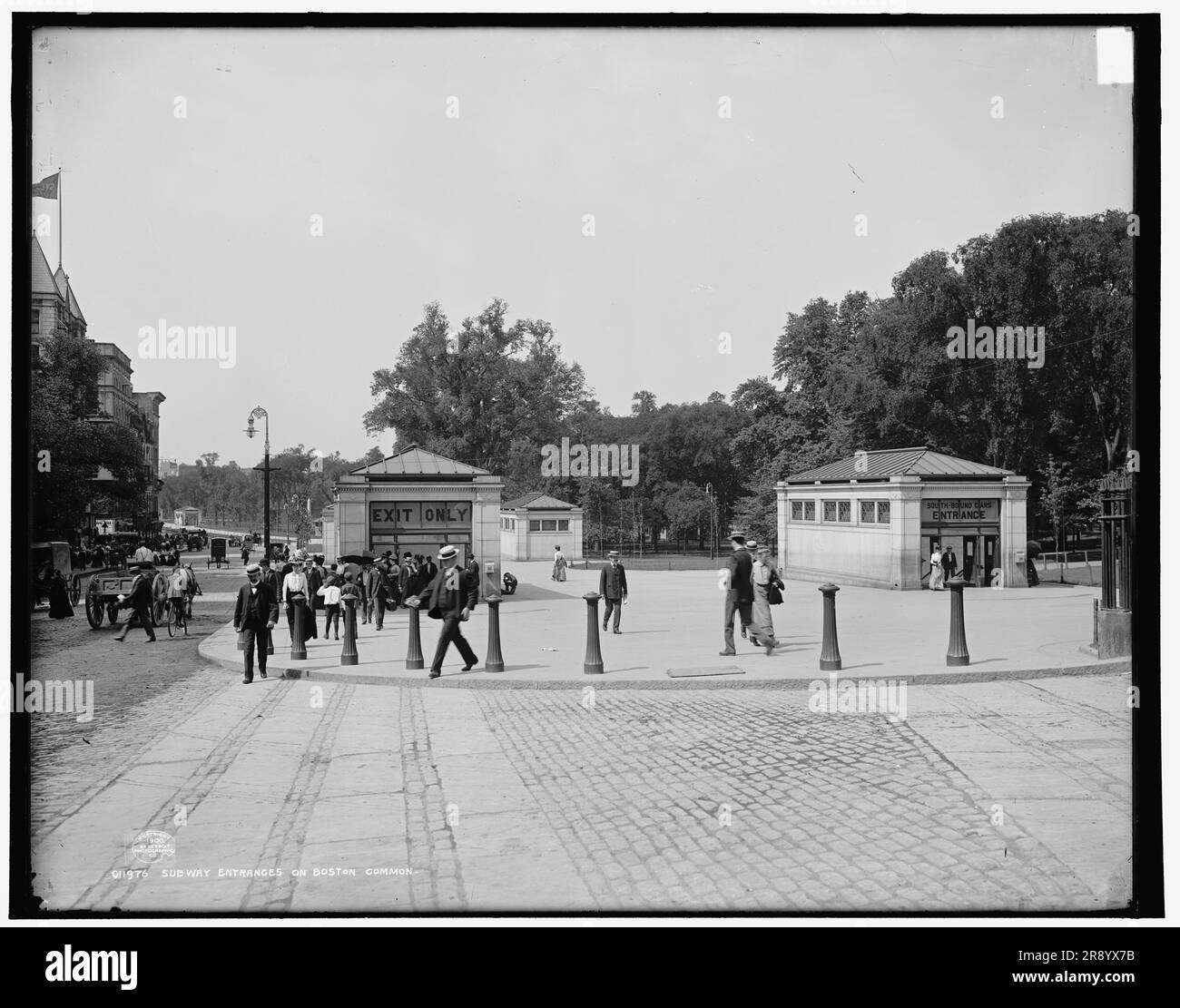 Entrées du métro sur Boston Common, C1900. Banque D'Images