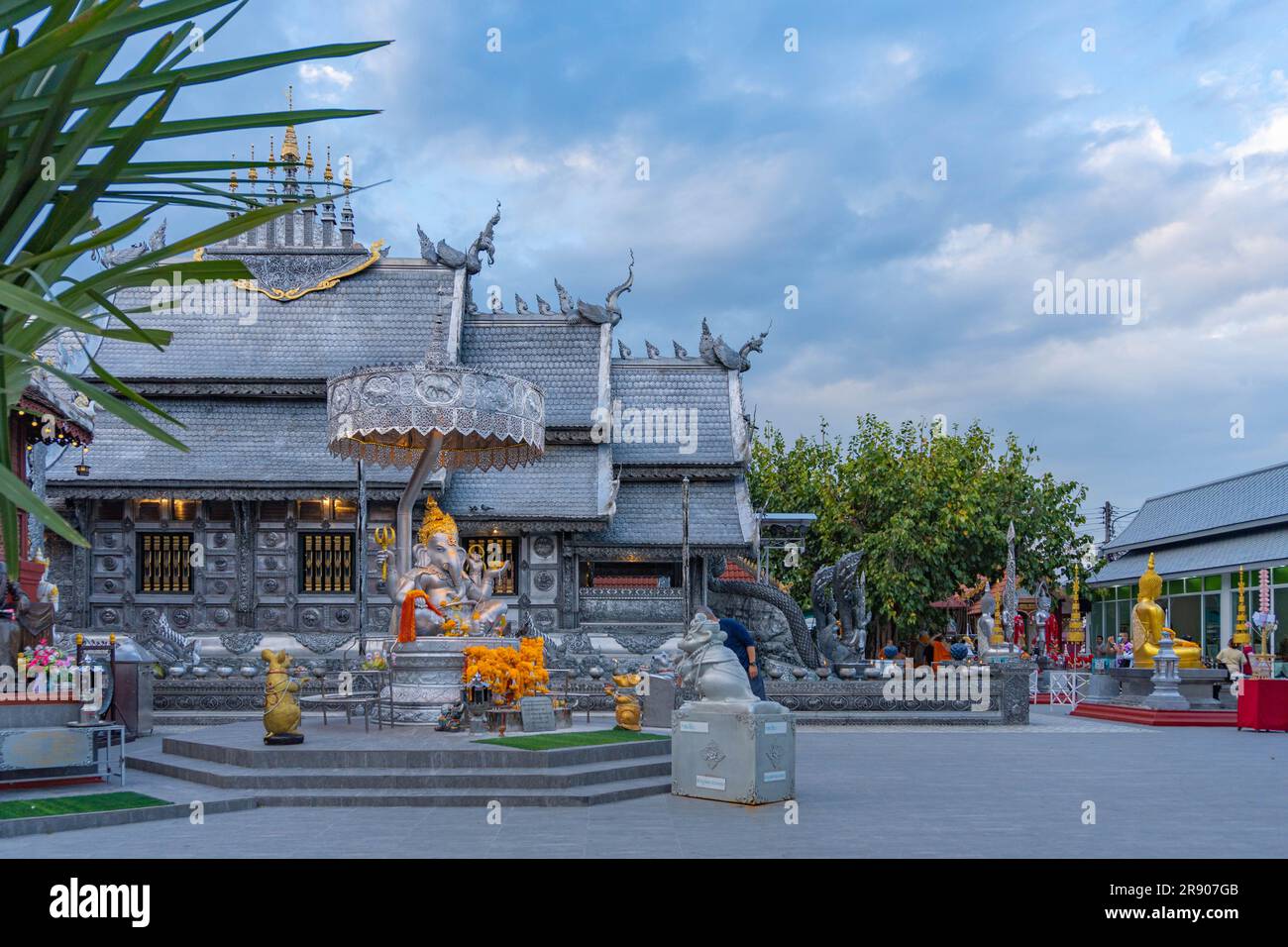 La tranquillité du Temple d'argent, Chiang-Mai, Thaïlande Banque D'Images