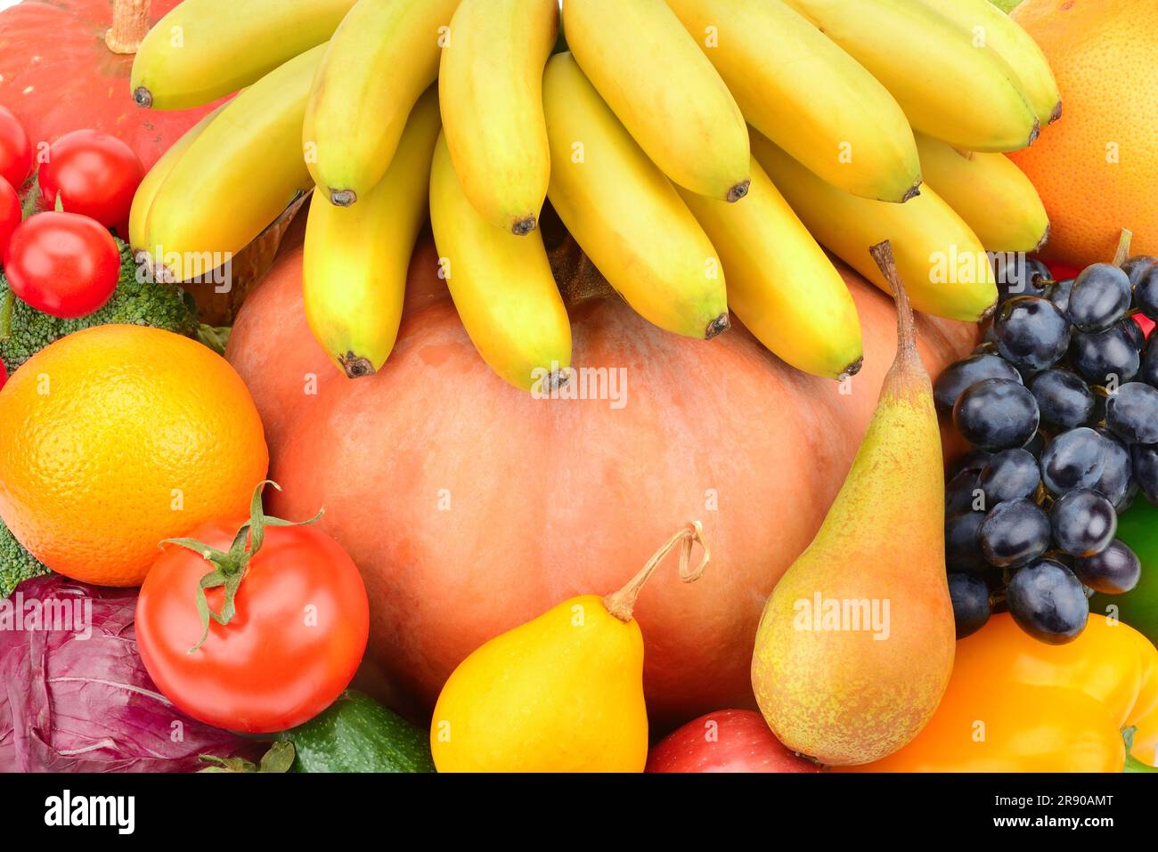 Recueillir les fruits et légumes frais de fond. Aliments biologiques sains. Banque D'Images