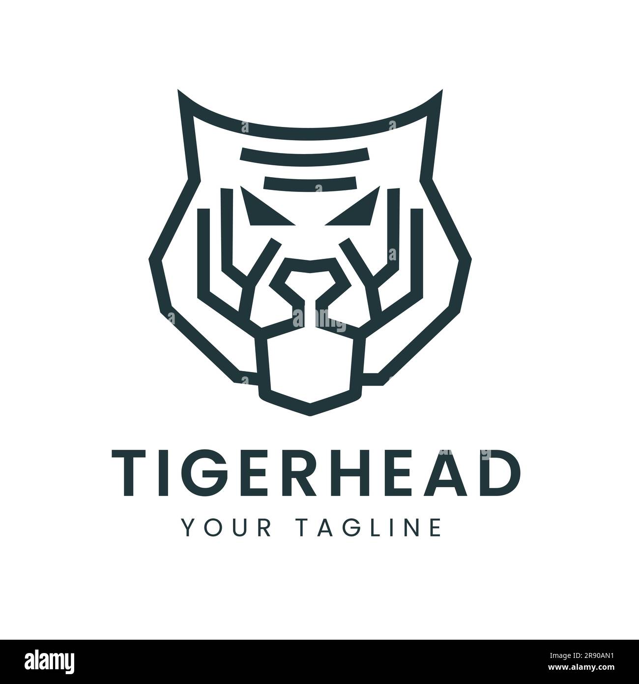 Design moderne du logo de la tête de tigre inspiré d'un dessin au trait simple Illustration de Vecteur