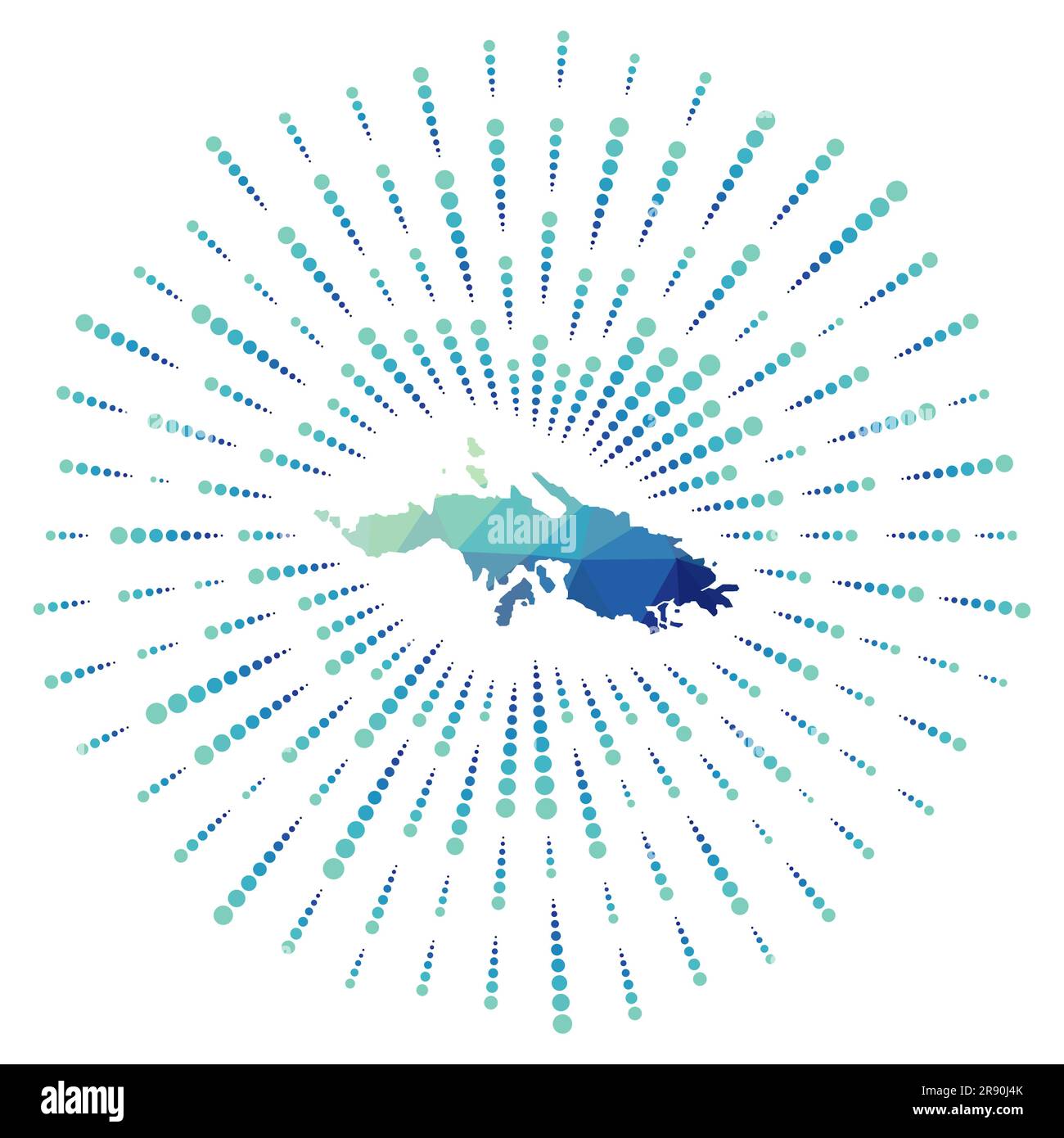 Forme de Saint Thomas, rafale polygonale. Carte de l'île avec des rayons d'étoiles colorés. Saint Thomas illustration en numérique, technologie, Internet, netw Illustration de Vecteur