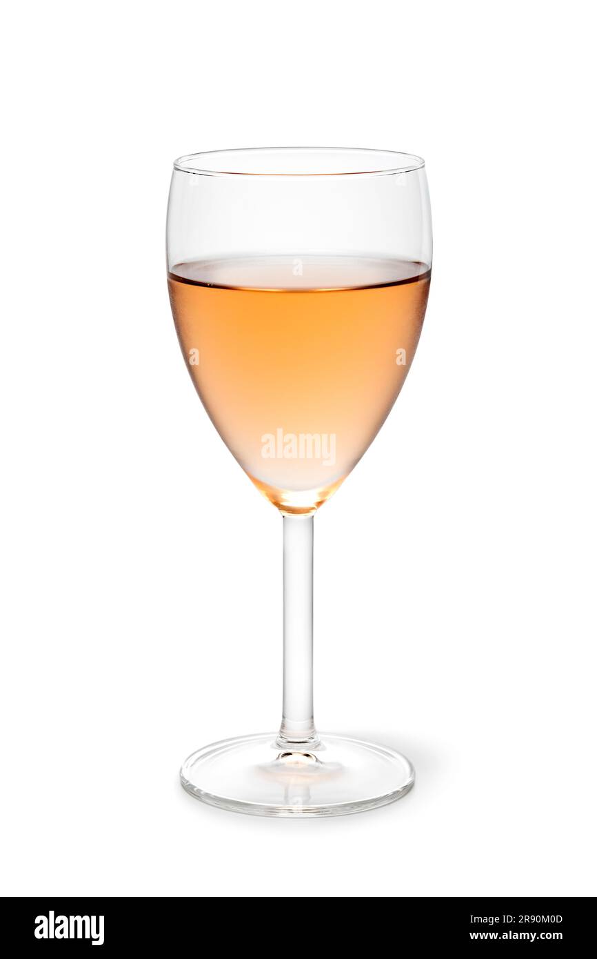 Un seul verre de vin rose isolé sur fond blanc Banque D'Images