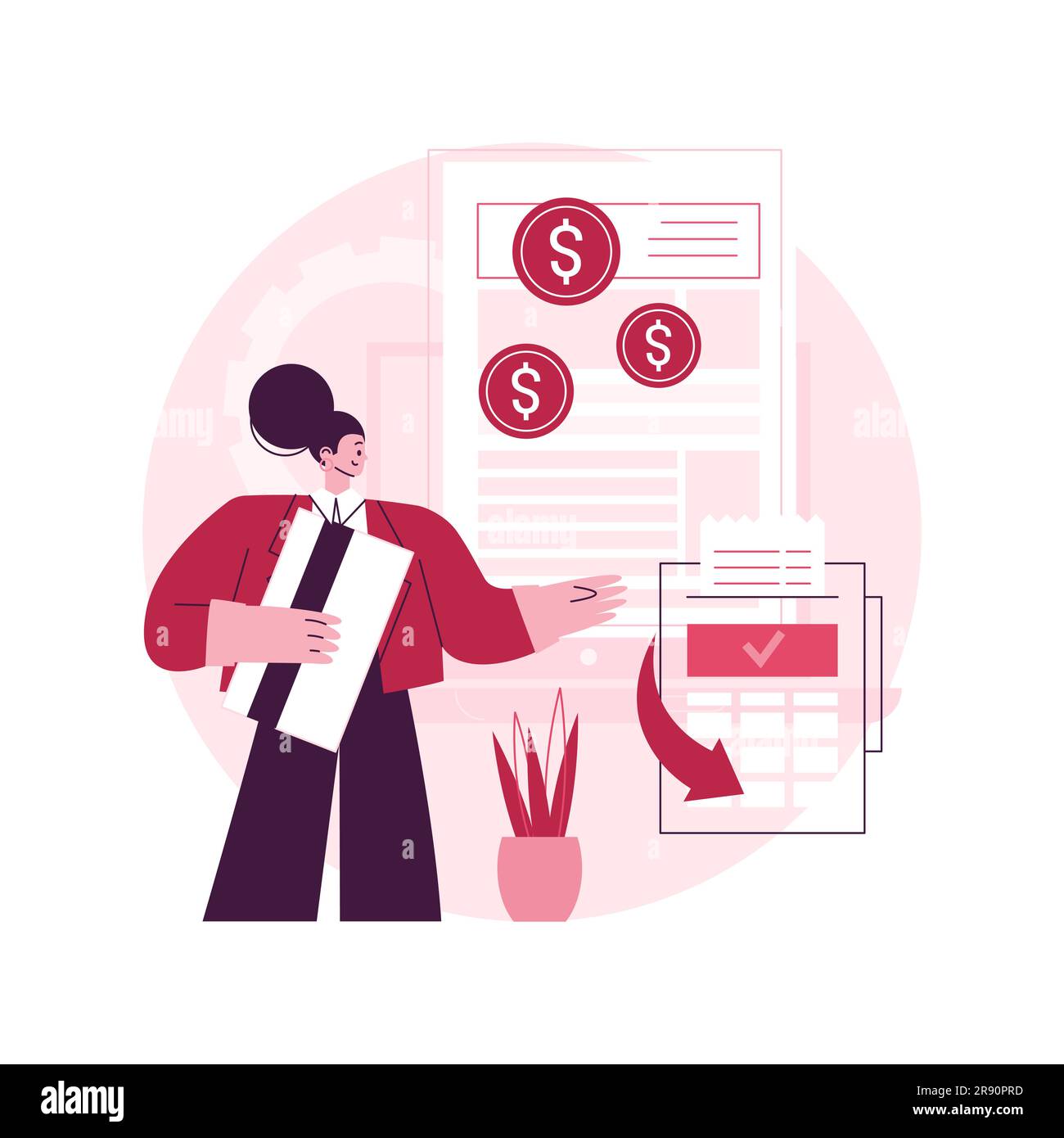 Illustration du vecteur de concept abstrait des conditions de paiement. Paiements contractuels pratiques, conditions de facturation, conditions de vente complètes, flux de trésorerie, carte de crédit, e-check, métaphore abstraite de transfert de fil. Illustration de Vecteur