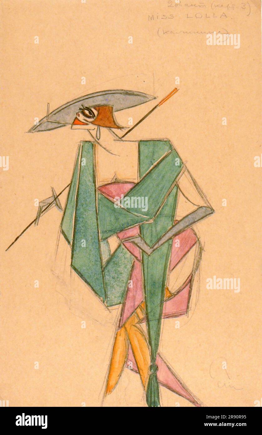 Costume de conception pour la pièce "Sherlock Holmes et Nick carter" dans le Théâtre Proletcult, 1922. Dans la collection du musée du théâtre national central A. Bakhrushin, Moscou. Banque D'Images