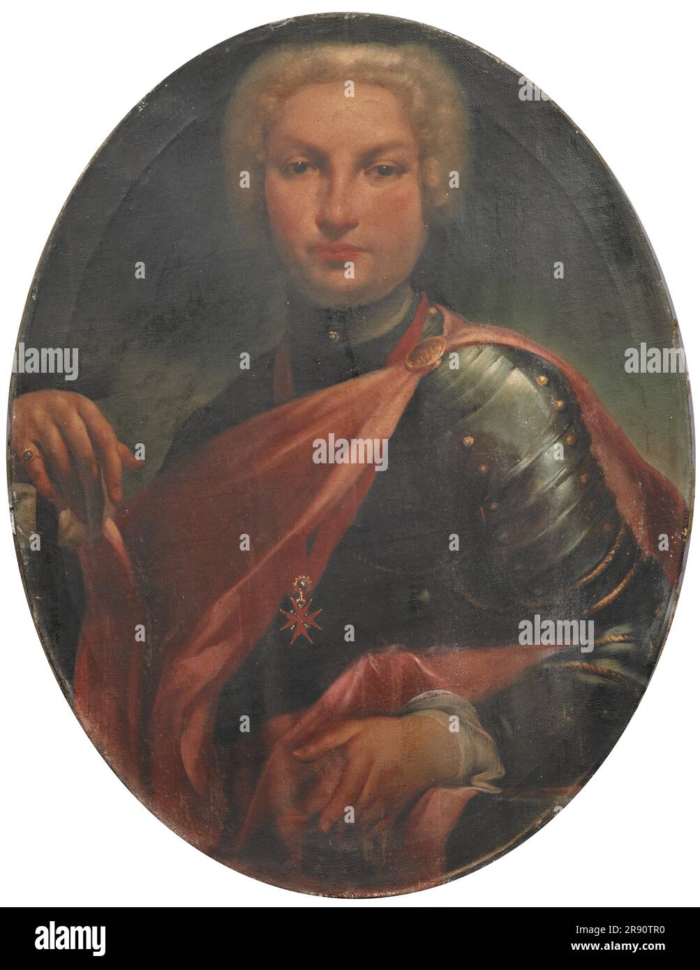 Portrait du comte János Bernard István Pálffy de Erdod (1664-1751), en armure et portant l'ordre de Saint Stephen. Collection privée. Banque D'Images Portrait du comte János Bernard István Pálffy de Erdod (1664-1751), en armure et portant l'ordre de Saint Stephen. Collection privée. Banque D'Images
