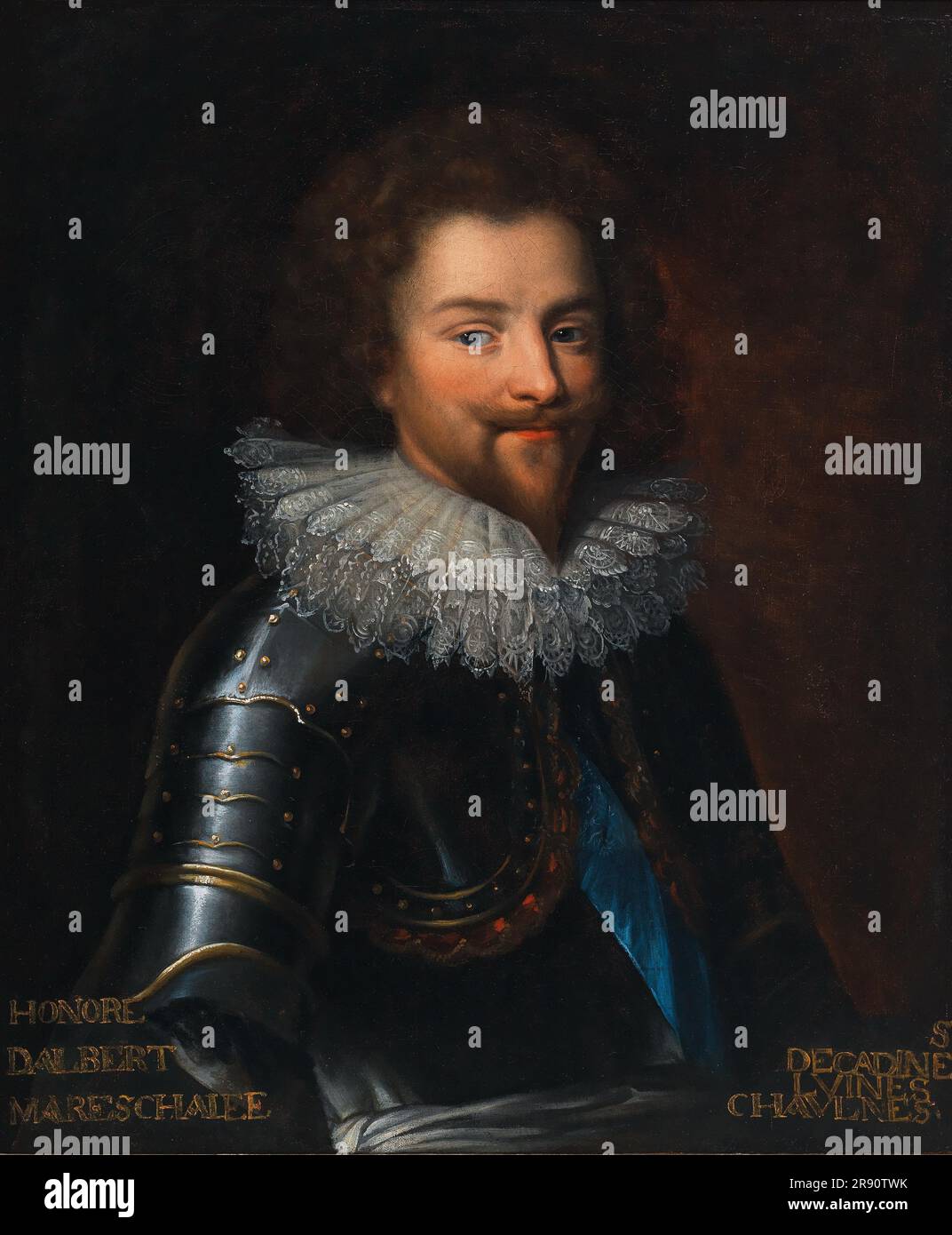 Portrait d'honneur&#xe9; d'Albert, Duc de Chaulnes, armure et ceinture de l'ordre du Saint-Esprit. Collection privée. Banque D'Images