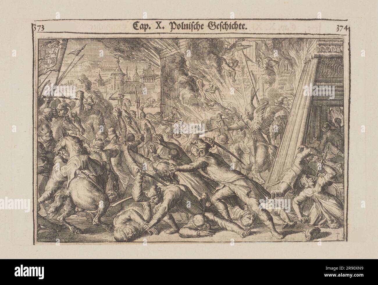 Combats dans les rues de Moscou entre Russes et Polonais en 1611, 1699. Collection privée. Banque D'Images