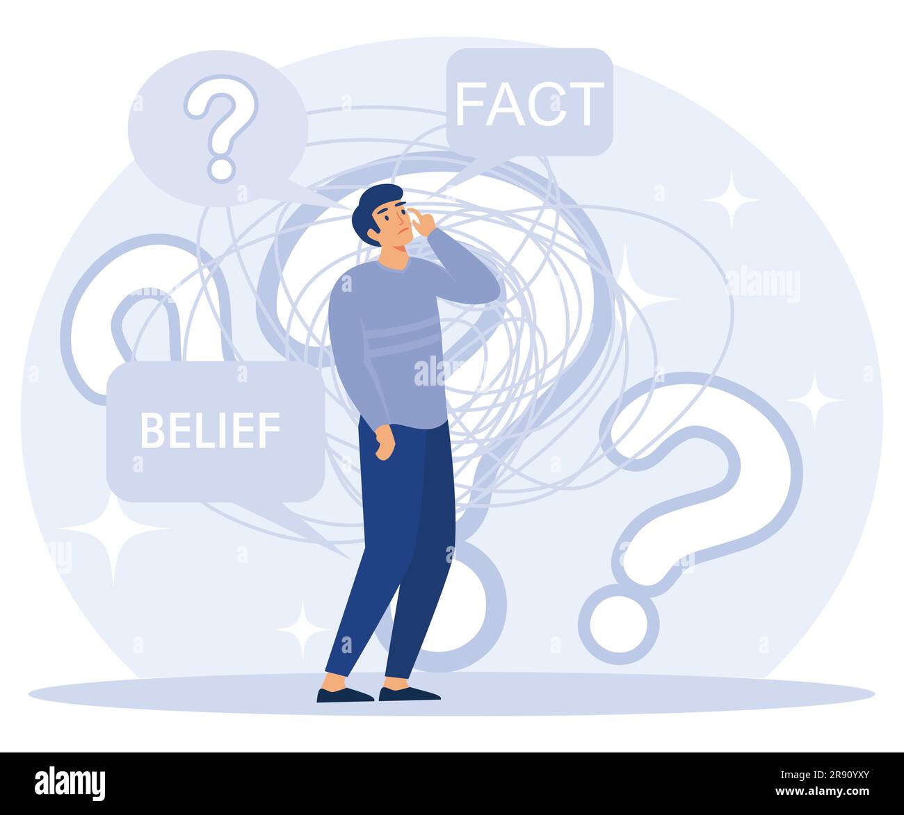 Concept d'état mental, concentration sur le succès, confusion, dissonance cognitive, objectif d'entreprise, gêne mentale, absence, prise de décision, vecteur m plat Illustration de Vecteur
