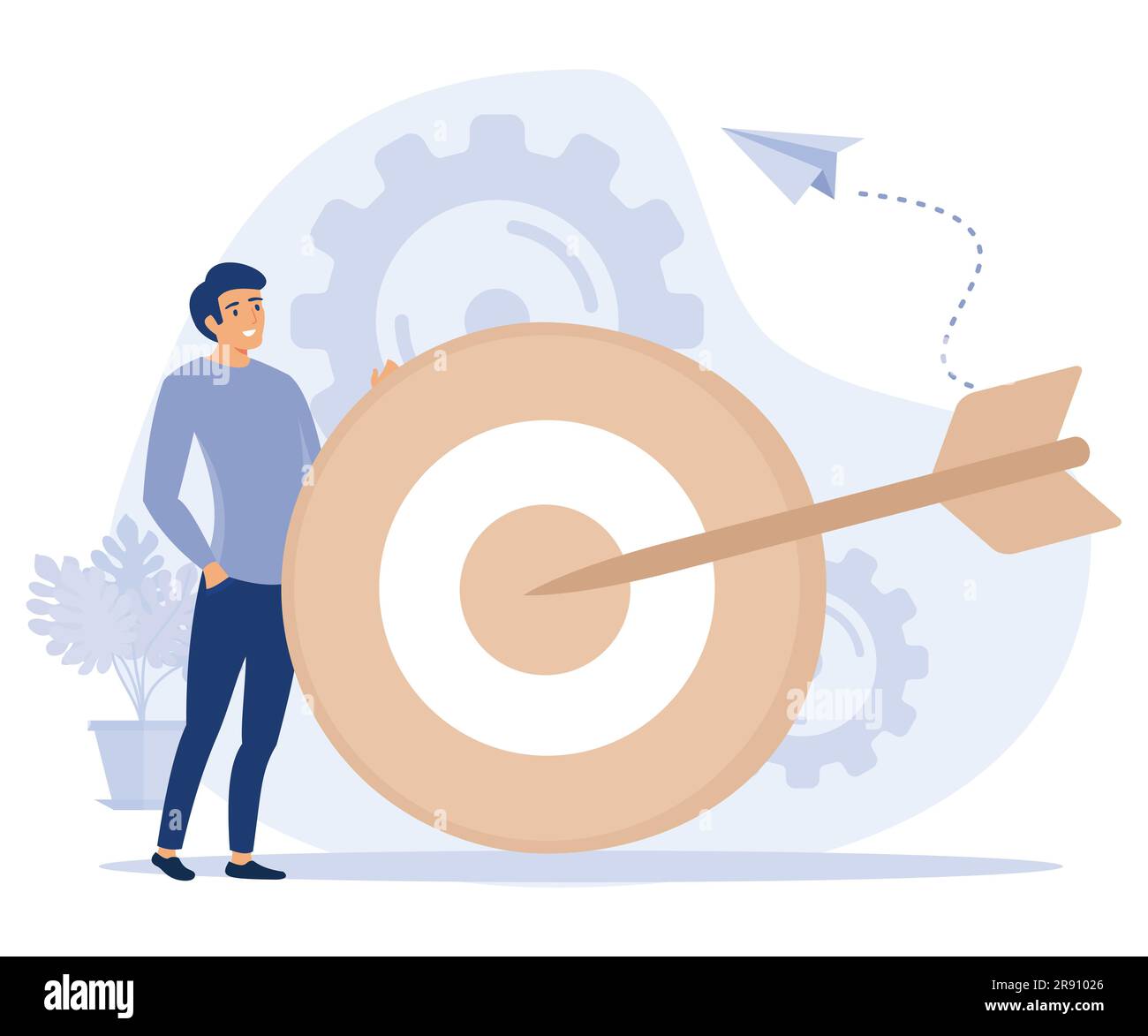 Concept d'état mental, concentration sur le succès, confusion, dissonance cognitive, objectif d'entreprise, gêne mentale, absence, prise de décision, vecteur m plat Illustration de Vecteur