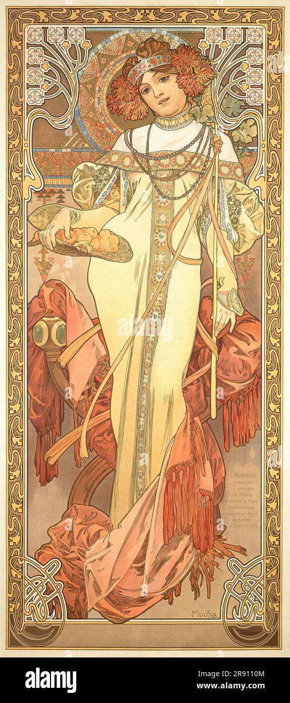 Les Saisons 1897, Painting Wall Art, Alfons Mucha Print, French Art Nouveau
