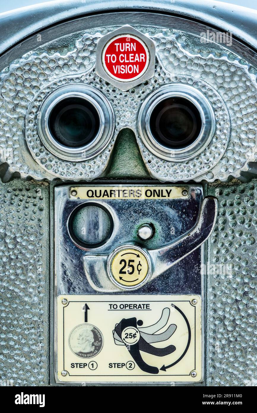 Gros plan d'un spectateur binoculaire américain vintage à pièces Banque D'Images