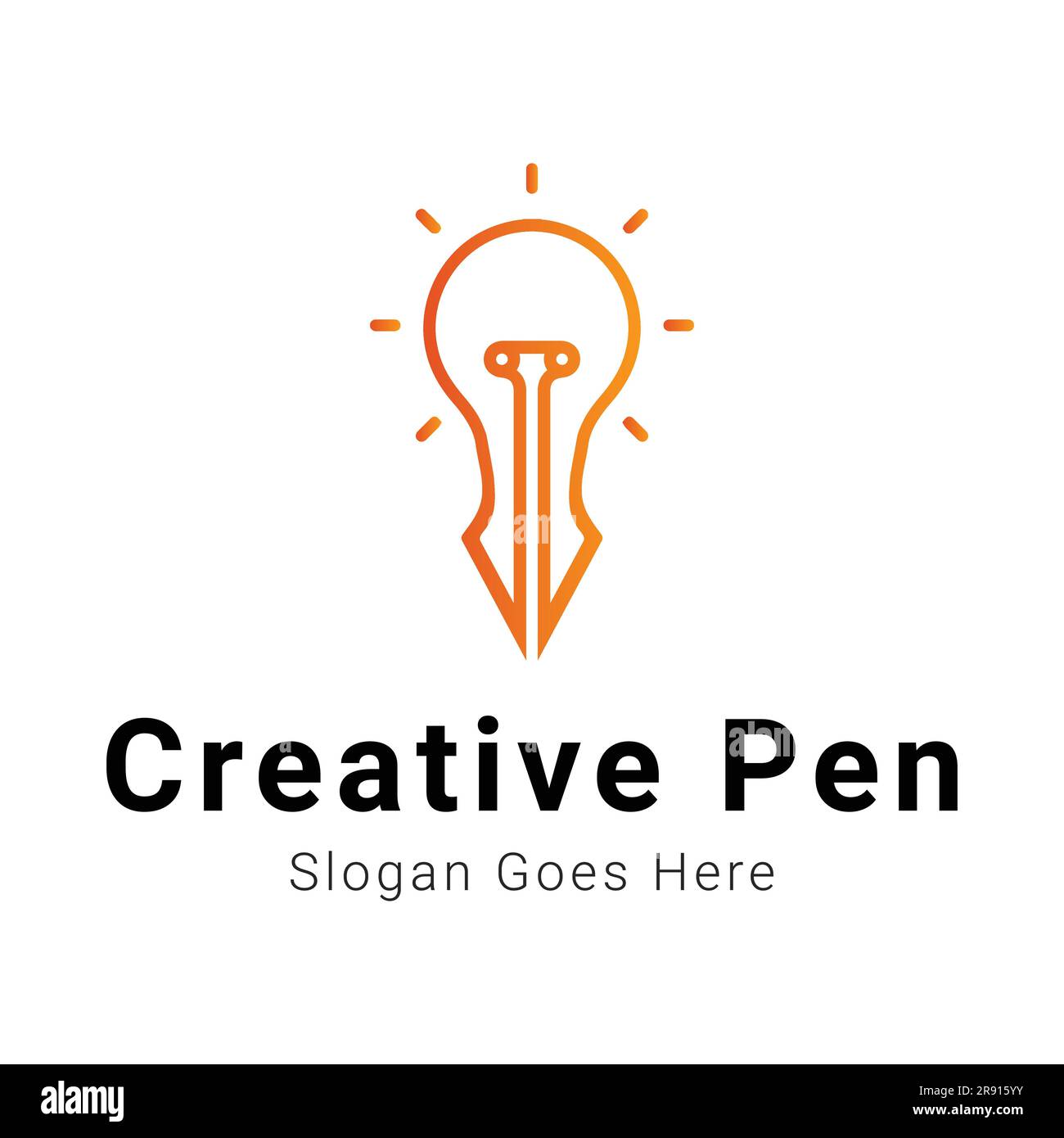 Stylet créatif avec logo bulbe logo idée logotype Illustration de Vecteur