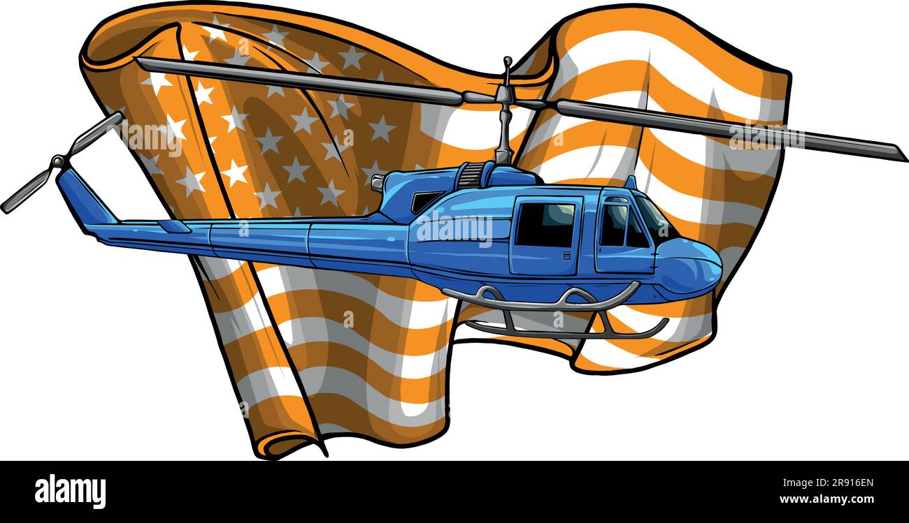 Illustration vectorielle de l'hélicoptère avec le drapeau des États-Unis Illustration de Vecteur