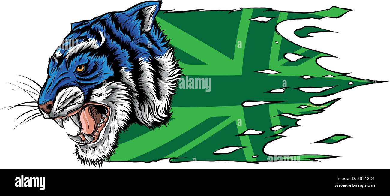 Illustration vectorielle de la tête de tigre avec drapeau britannique Illustration de Vecteur