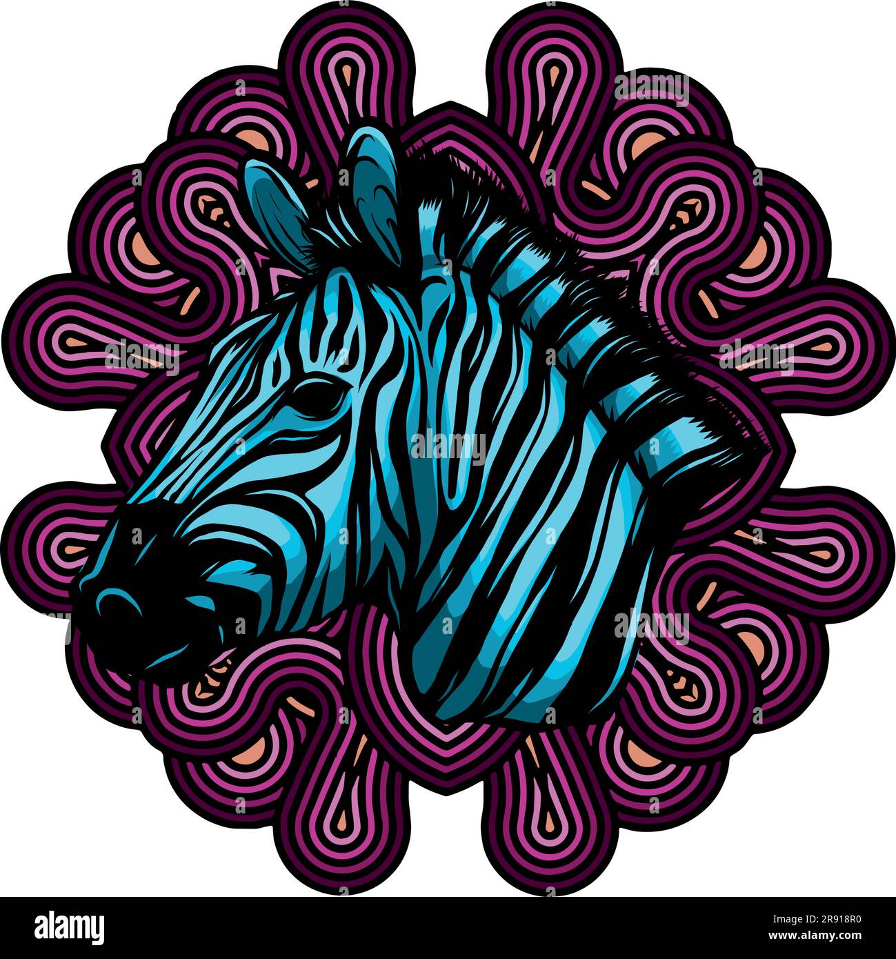 Illustration vectorielle de la tête Zebra avec décoration Illustration de Vecteur