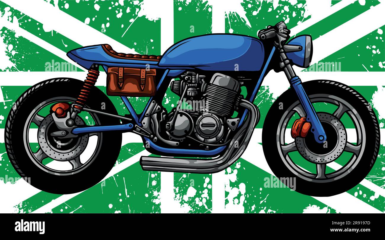 Illustration vectorielle du drapeau britannique avec moto Illustration de Vecteur
