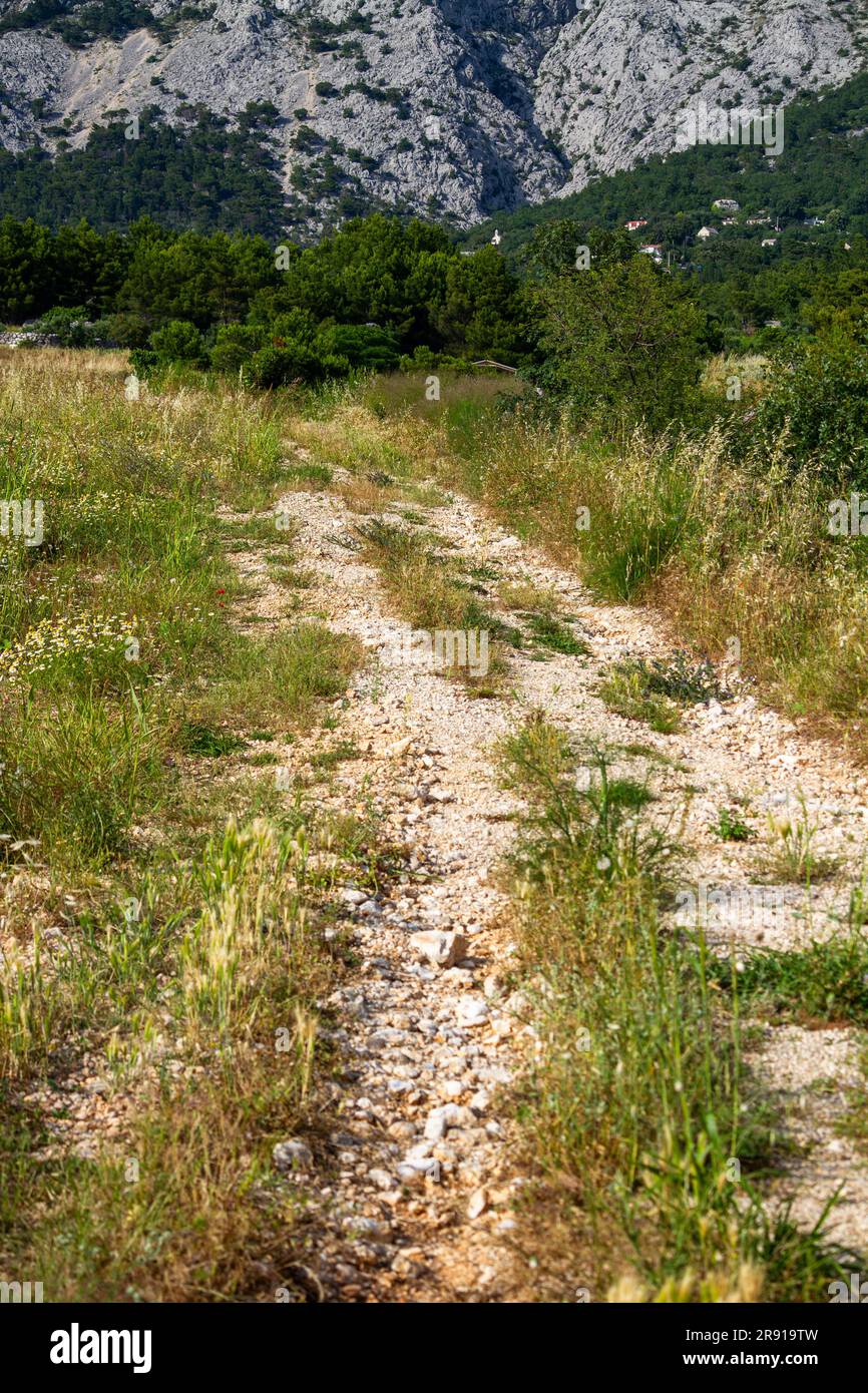 Vieux chemin de gravier dans les montagnes Banque D'Images