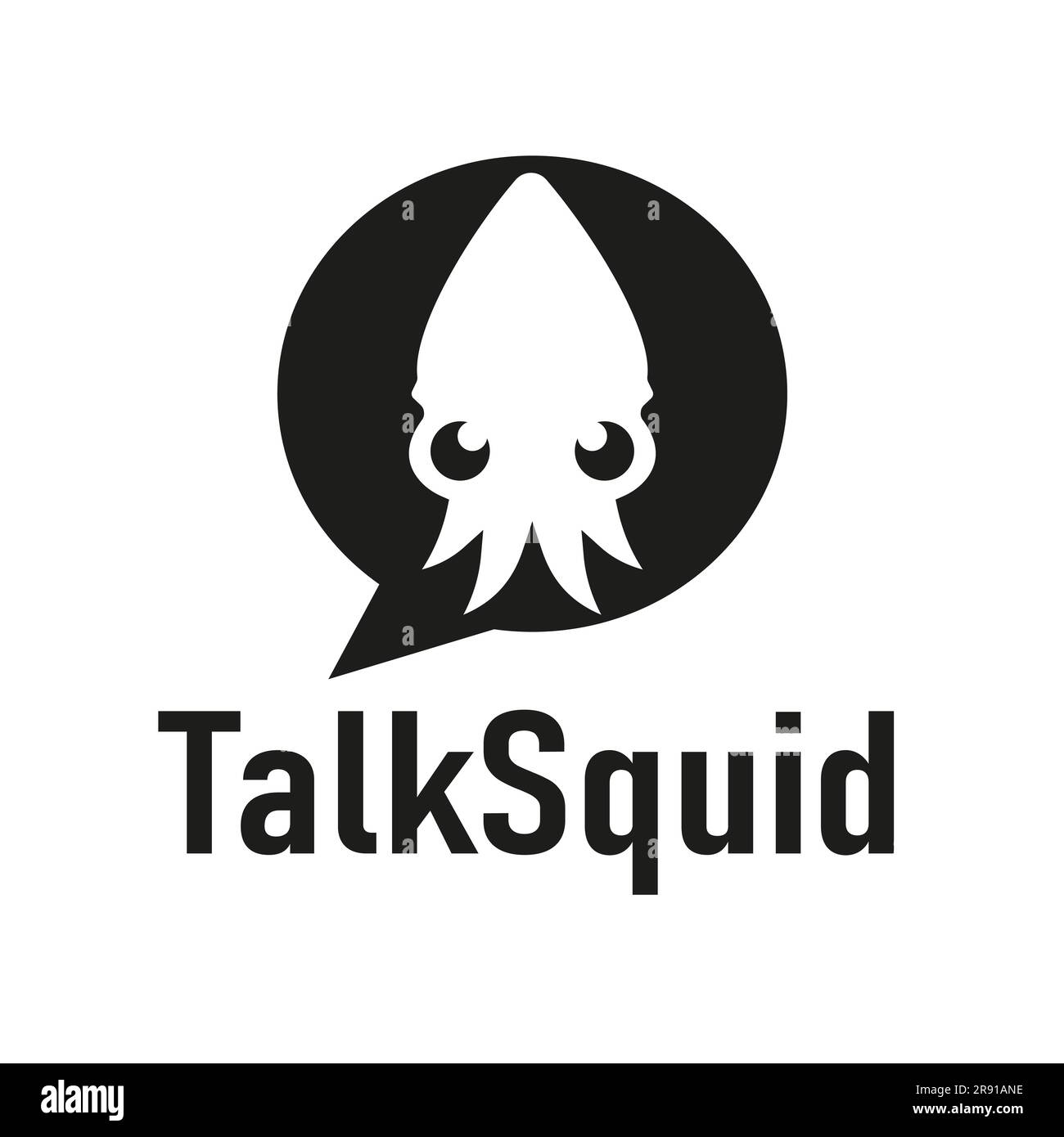 Illustration du design de l'icône de message en silhouette de poulpe. design moderne de l'application avec logo bulle de chat Illustration de Vecteur