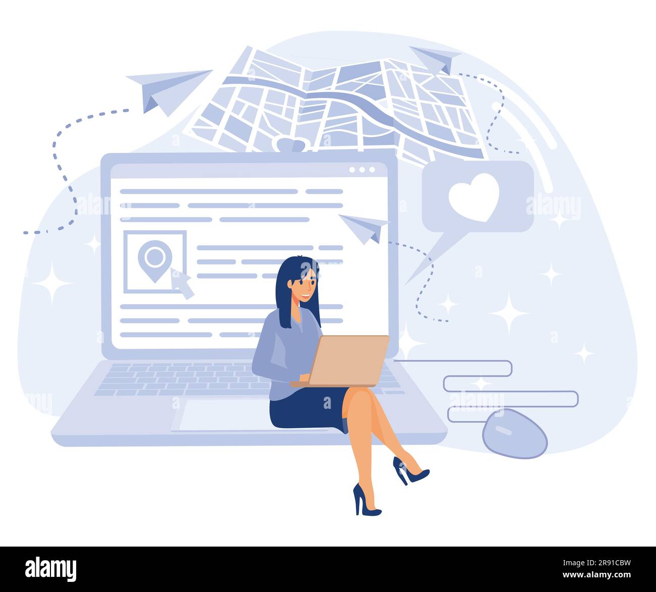 Concept d'optimisation de site Web, suivi de clic, logiciel d'analyse de SEO, affaires en ligne, mot-clé cible, illustration moderne à vecteur plat Illustration de Vecteur