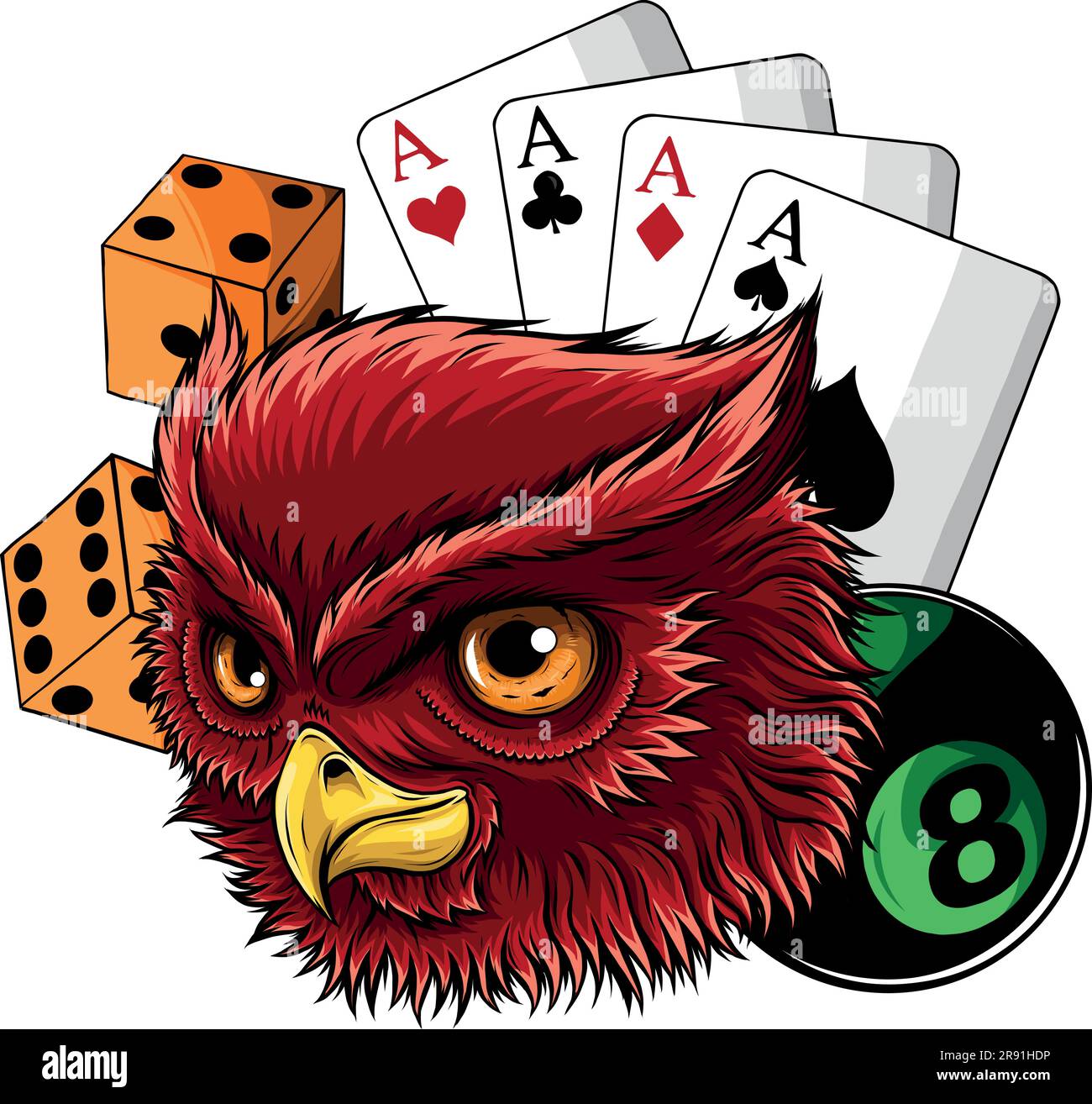 illustration vectorielle de la tête de hibou avec le jeu de casino Illustration de Vecteur
