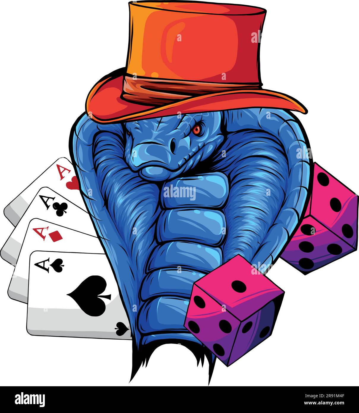 illustration vectorielle de la tête de serpent cobra avec chapeau Illustration de Vecteur