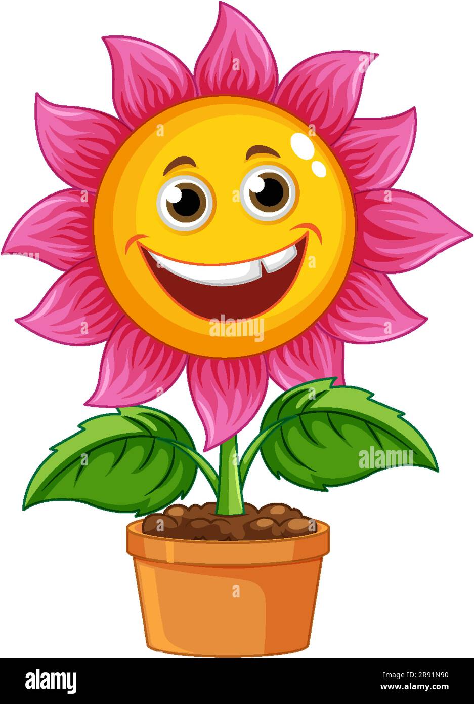 Jolie fleur en pot avec illustration du visage souriant Illustration de Vecteur