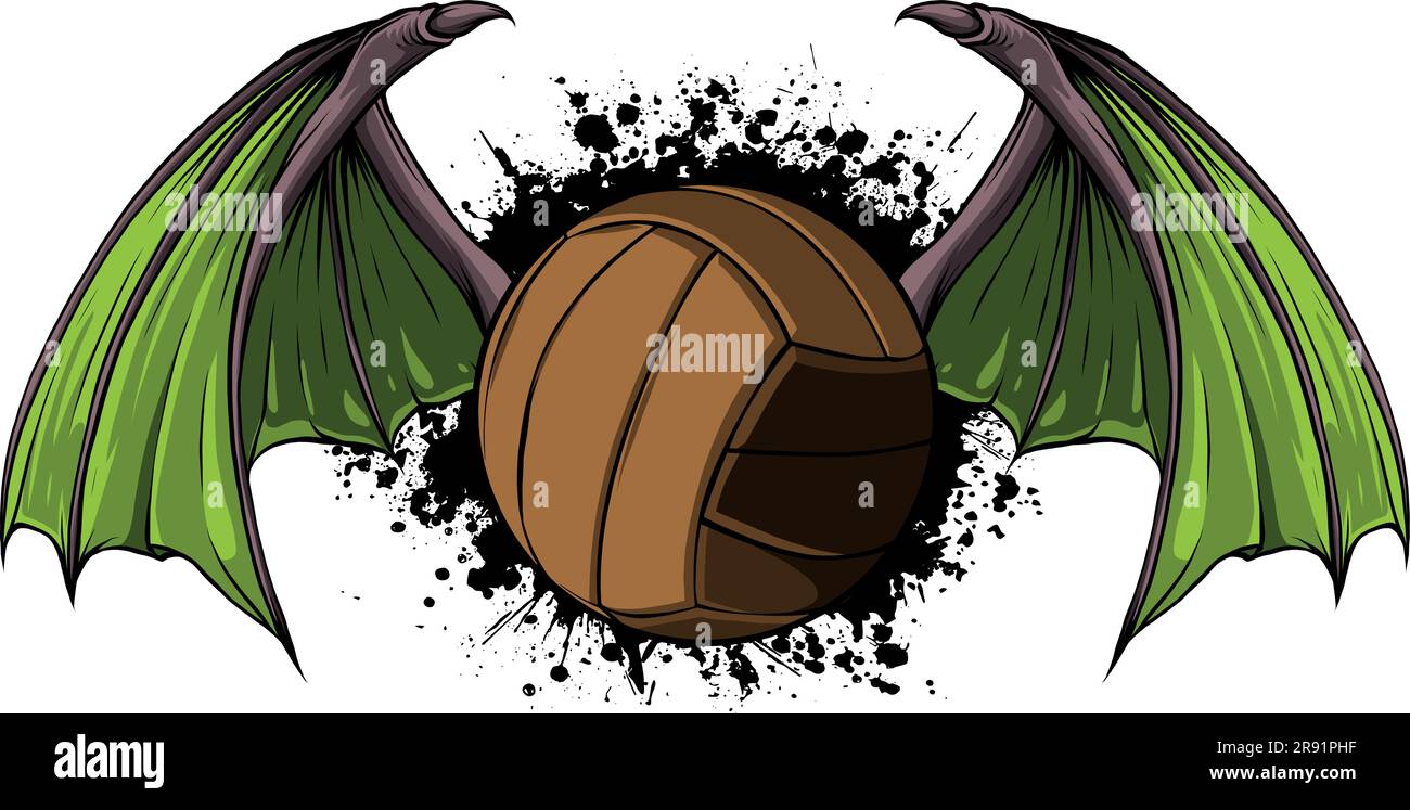 illustration vectorielle de volley-ball avec ailes de chauve-souris Illustration de Vecteur