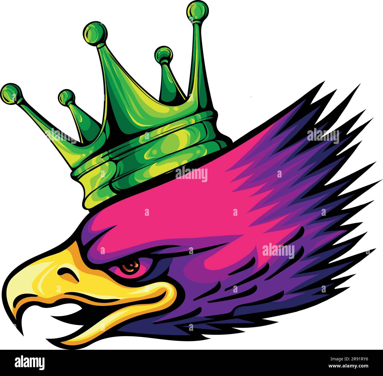 illustration vectorielle de la tête de l'aigle avec couronne sur fond blanc Illustration de Vecteur