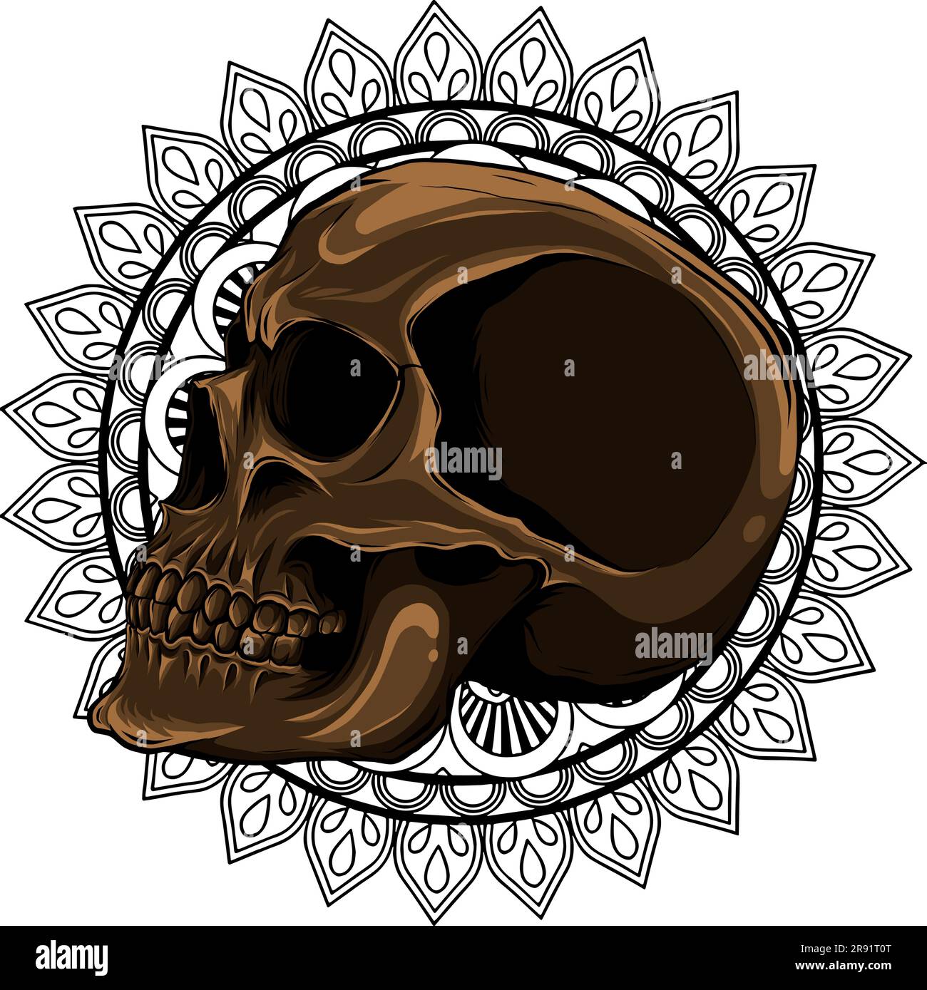 Illustration vectorielle du crâne avec mandala en arrière-plan Illustration de Vecteur