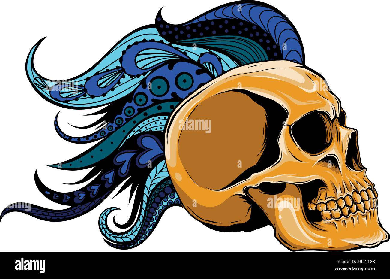 Illustration vectorielle du crâne avec mandala en arrière-plan Illustration de Vecteur