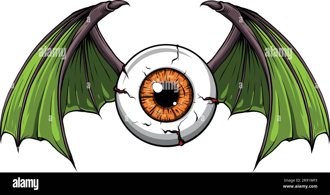 Illustration vectorielle d'un globe oculaire avec ailes de chauve-souris Illustration de Vecteur