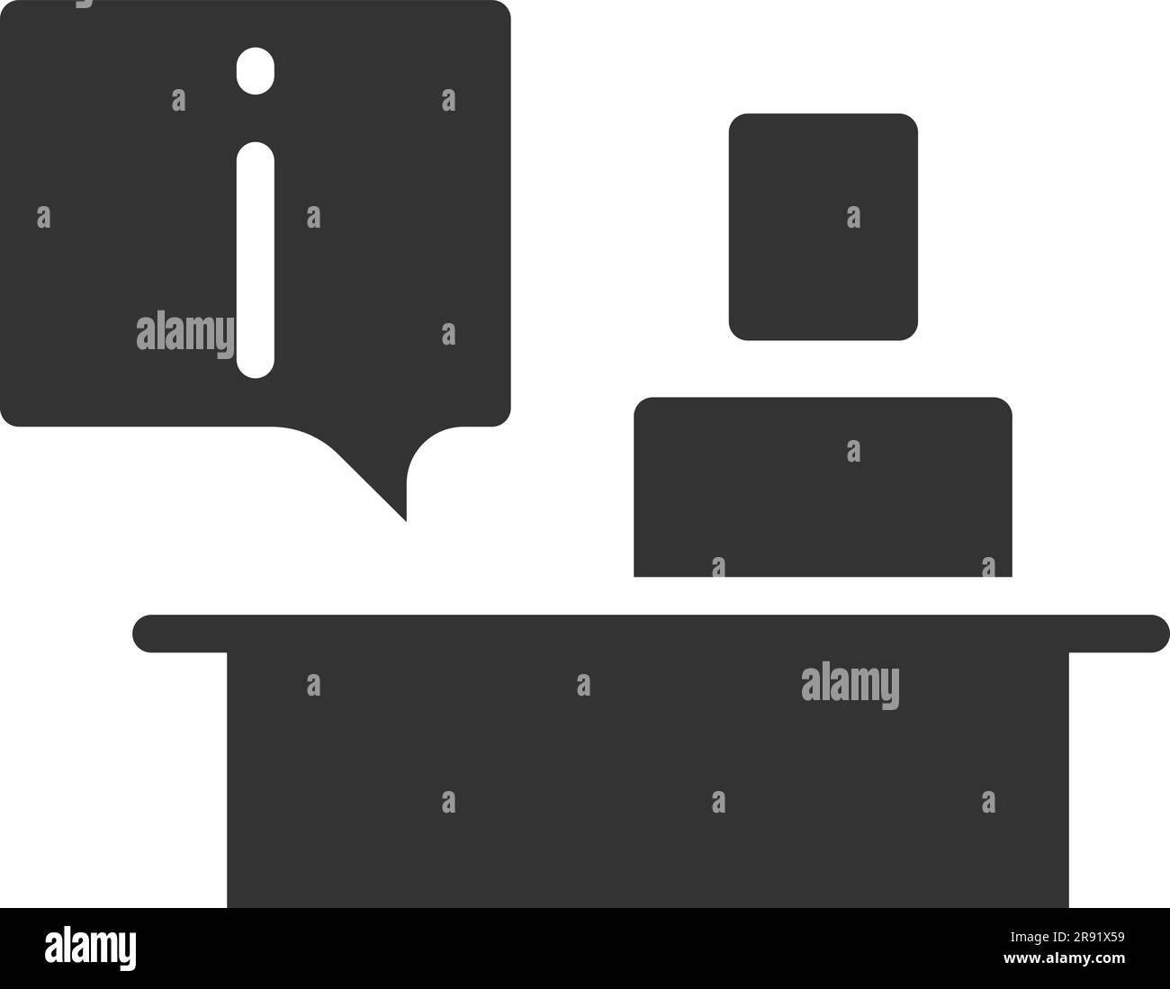 Icône en forme de glyphe noir du bureau d'information Illustration de Vecteur