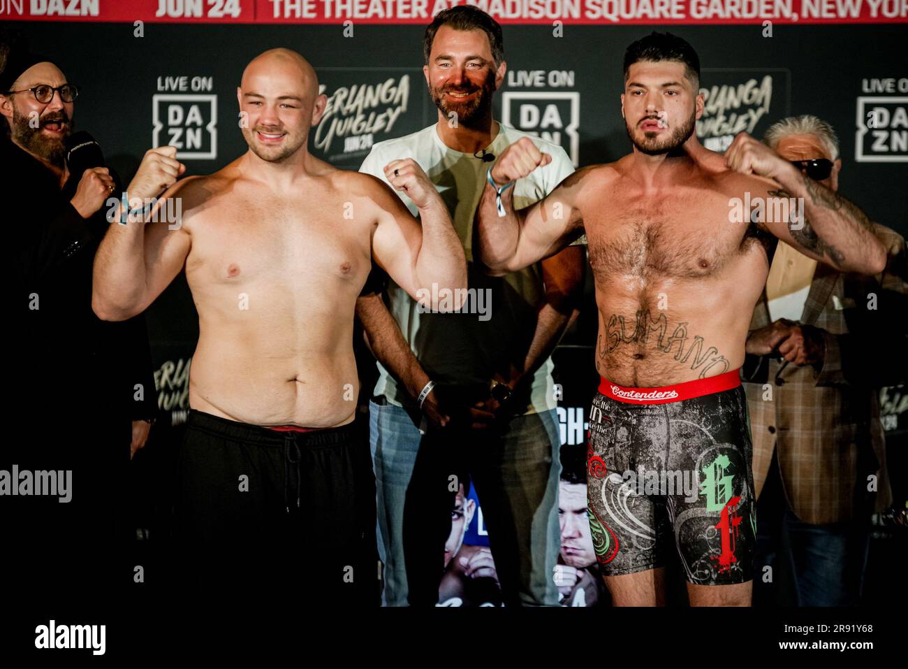 Charlotte, Caroline du Nord, États-Unis. 23rd juin 2023. New York, NEW YORK - 23 juin : Adam Kownacki et Joe Cusumano, affrontent avant leur match de 10, le samedi soir, dans le Hulu Theatre de Madison Square Garden, New York, New York, États-Unis. (Photo de Matt Davies/PxImages) crédit: PX Images/Alamy Live News Banque D'Images