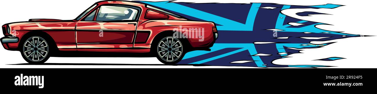 illustration vectorielle de muscle car avec drapeau britannique Illustration de Vecteur