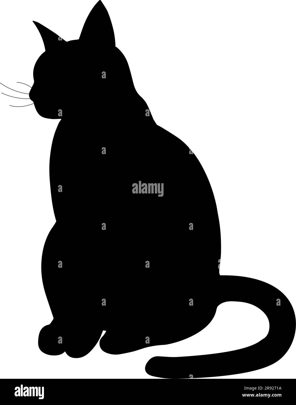 Silhouette de chat assise isolée sur fond blanc. Illustration vectorielle Illustration de Vecteur