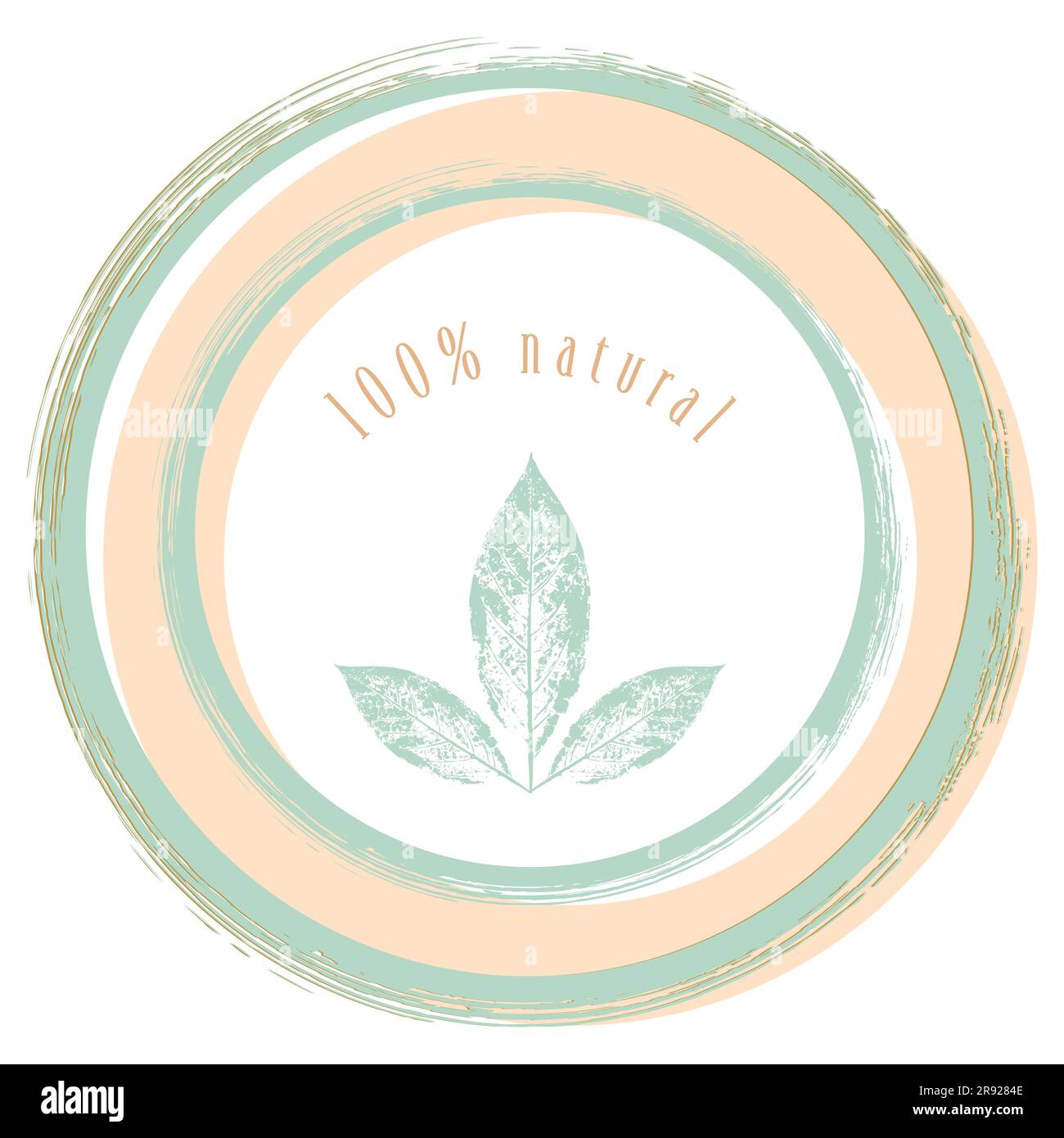 autocollant, étiquette, badge et logo 100 % naturels. Icône écologie. Modèle pour les produits biologiques et écologiques. Illustration vectorielle. Isolé sur W Illustration de Vecteur