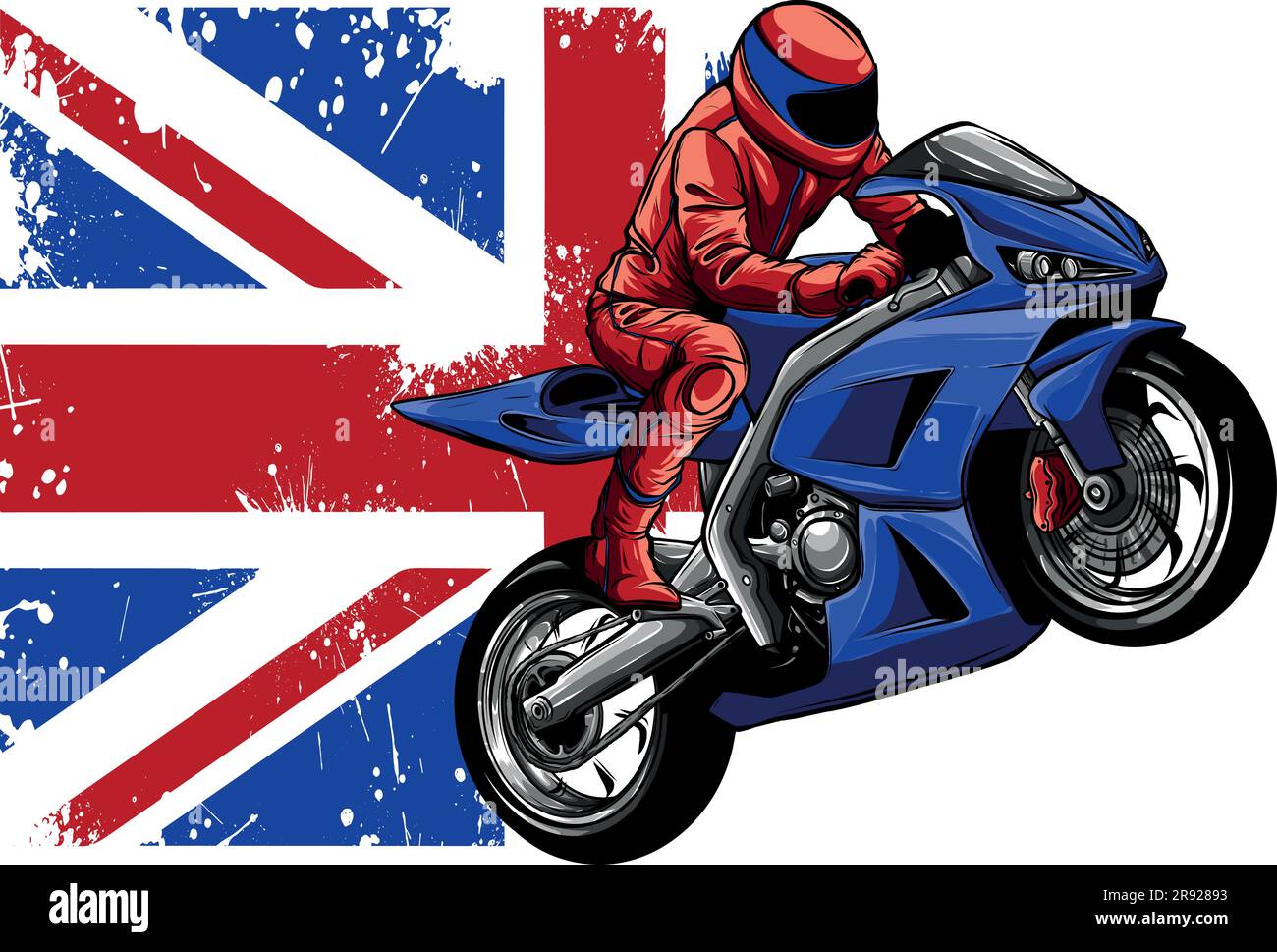 Illustration vectorielle de la moto Superbike Sport avec drapeau de londres Illustration de Vecteur