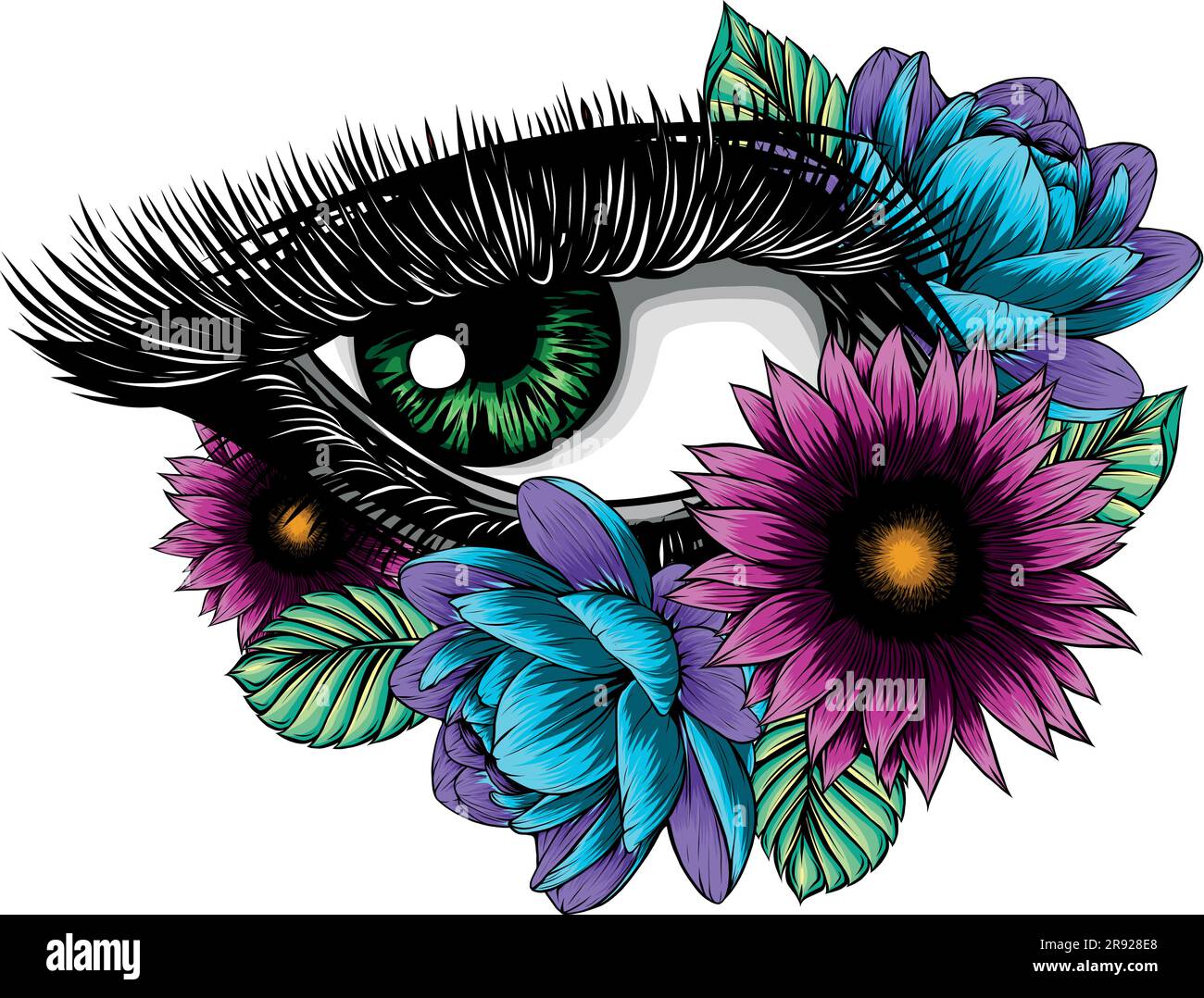 Illustration vectorielle d'un bel œil avec fleur Illustration de Vecteur