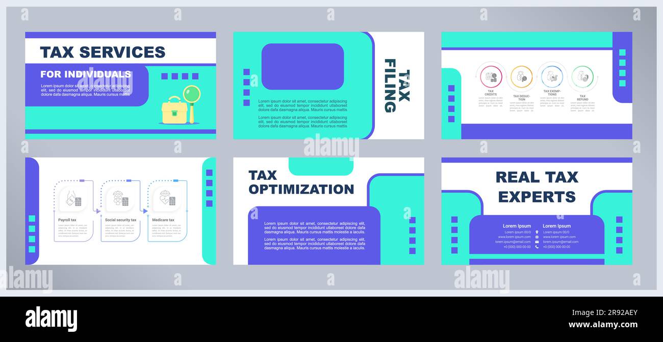 Ensemble de modèles de présentation des services fiscaux pour les particuliers Illustration de Vecteur
