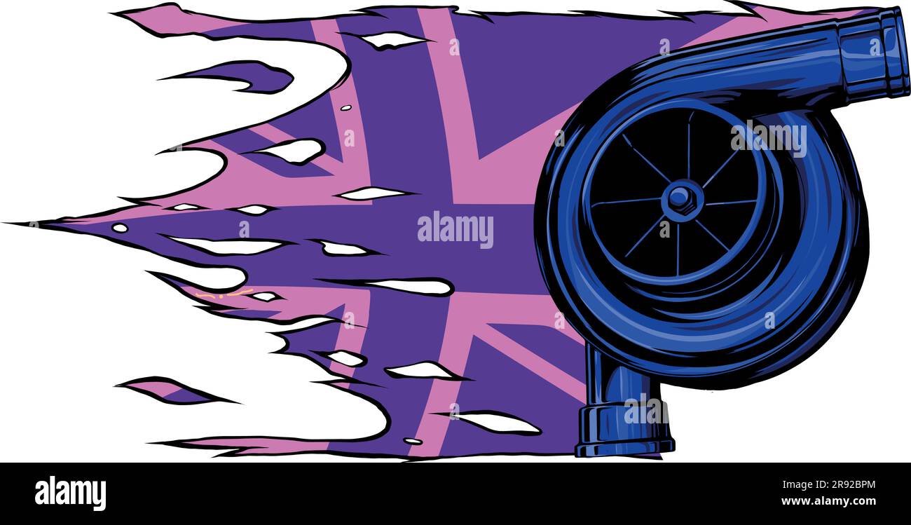 illustration du turbocompresseur de voiture avec drapeau d'amulette Illustration de Vecteur