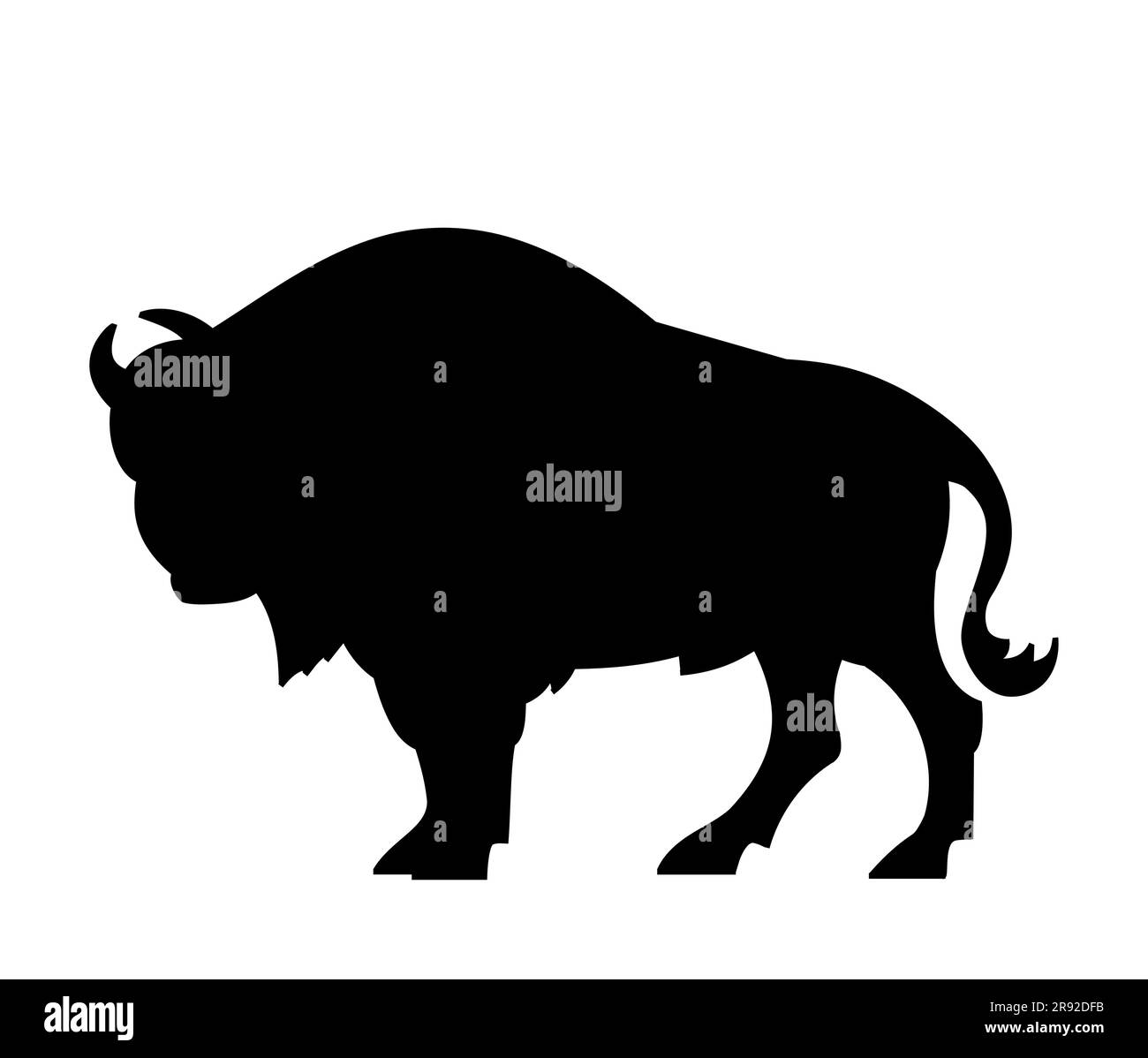 Silhouette noire d'un bison européen Bison bonasus, buffle sauvage, animaux sauvages d'Europe, vecteur isolé sur fond blanc Illustration de Vecteur