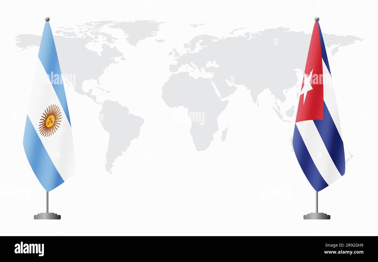 L'Argentine et Cuba drapeaux pour une réunion officielle sur fond de carte  du monde Image Vectorielle Stock - Alamy